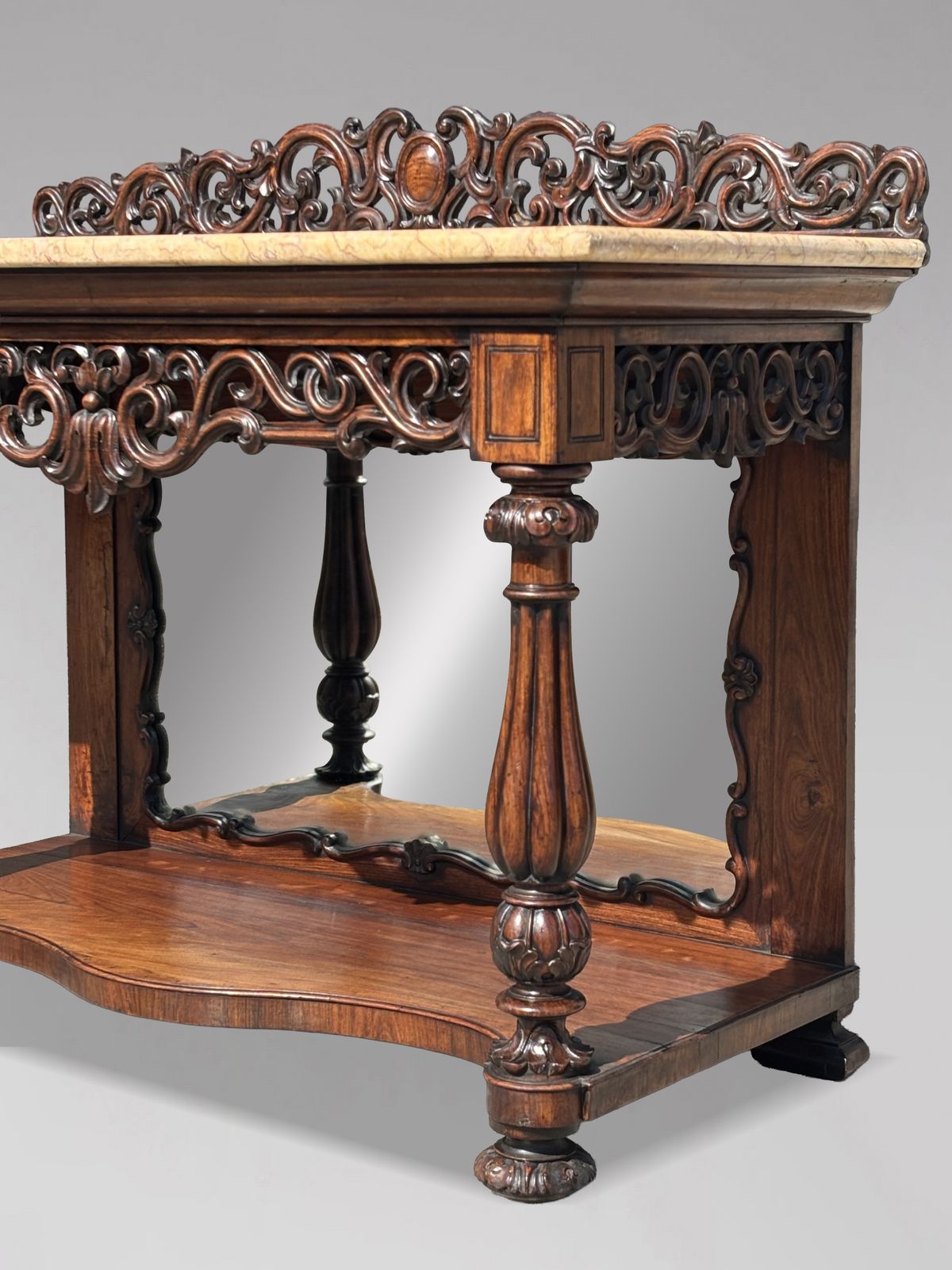 Early 19th Century William IV Period Carved Rosewood Marble Top Console photo 5800.0