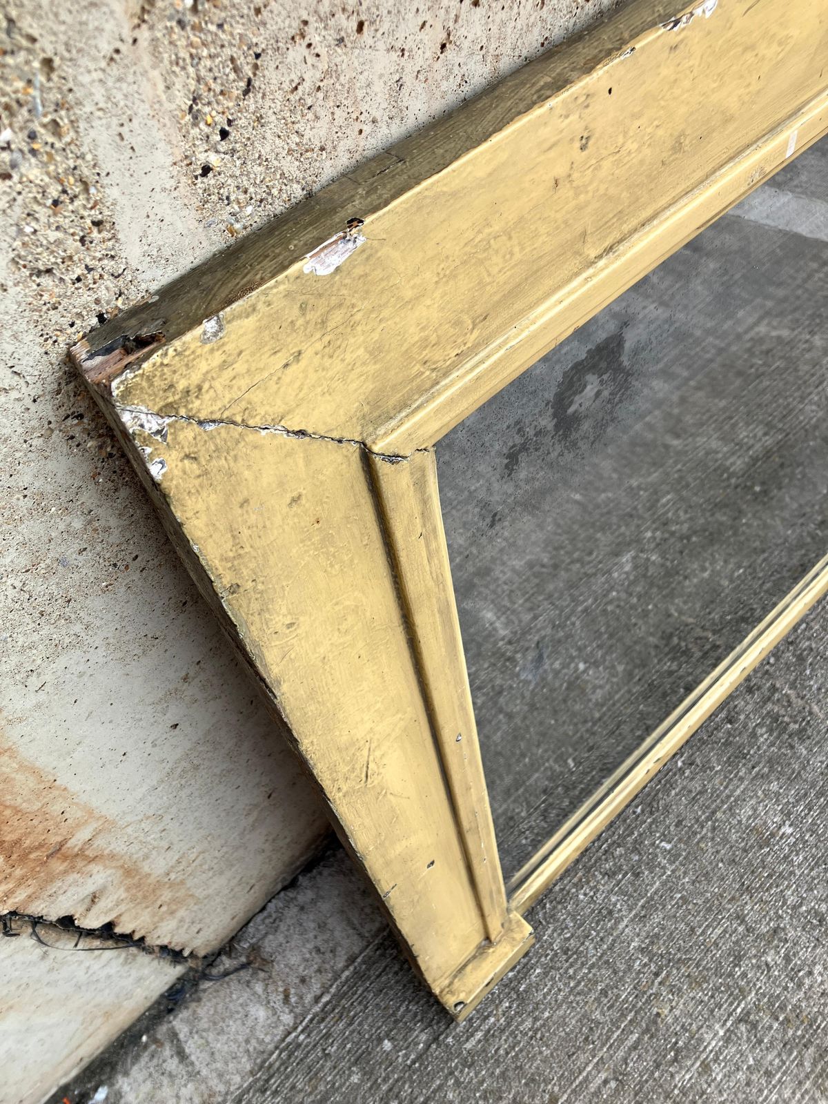 photo furniture Large Antique English Mantel Mirror In Light Yellow Art Deco