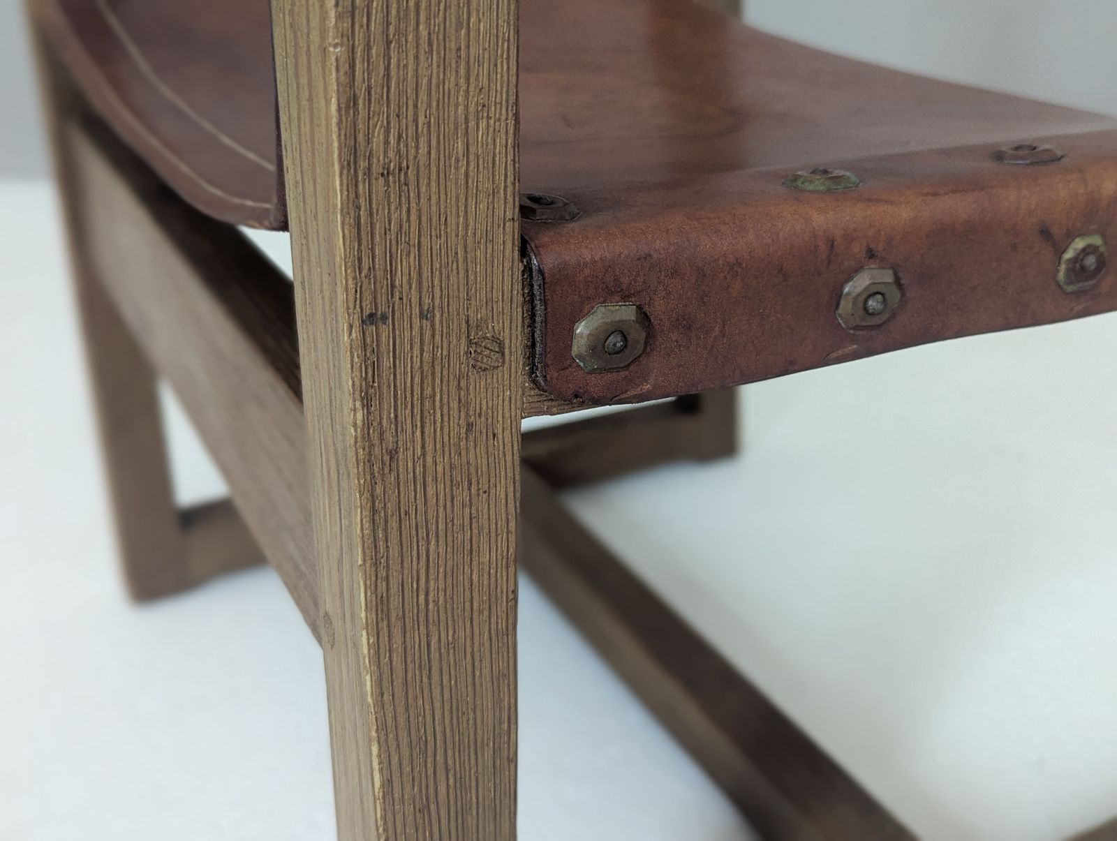Spanish Brutalist Leather Armchair By Biosca, 1950s photo 790.0