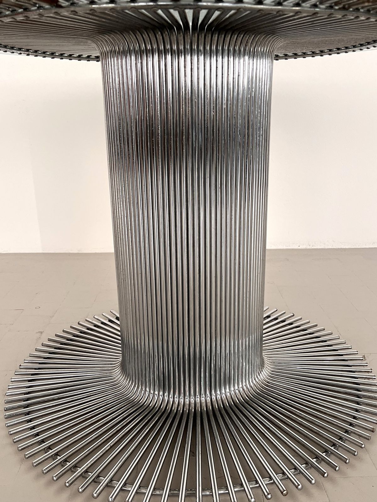 Italian Pedestal Dining Table In Chrome And Glass By Gastone Rinaldi, 1960s photo Furniture