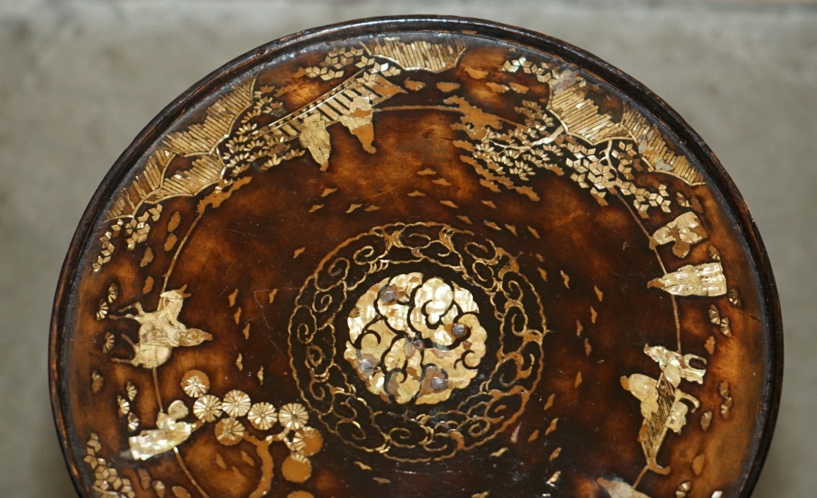 Pair Of Antique Chinese Chinoiserie Circa 1880 Mother Of Pearl Side End Tables photo 2750.0