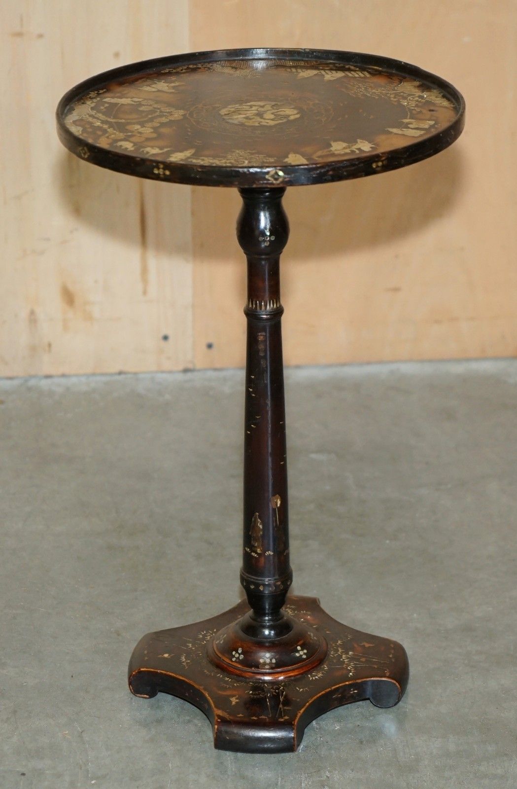 photo for sale Pair Of Antique Chinese Chinoiserie Circa 1880 Mother Of Pearl Side End Tables