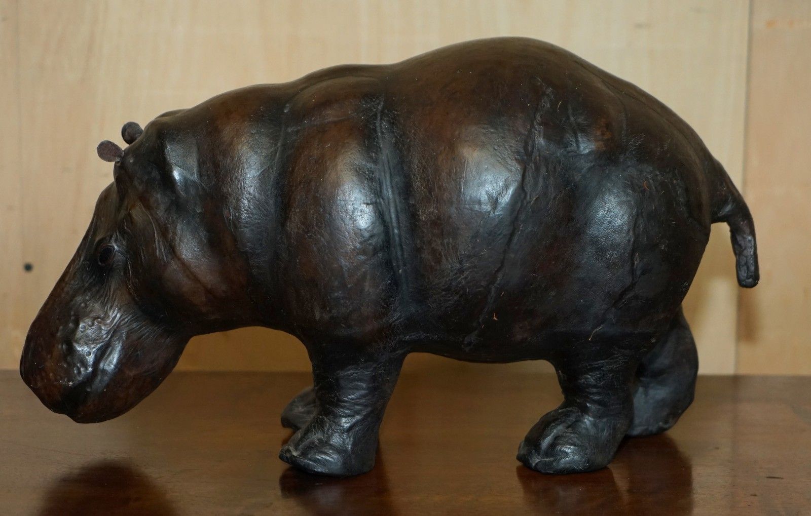 Pair Of Liberty's Omersa Mother & Calf Leather Hippopotamus Footstool Hippo's photo vintage