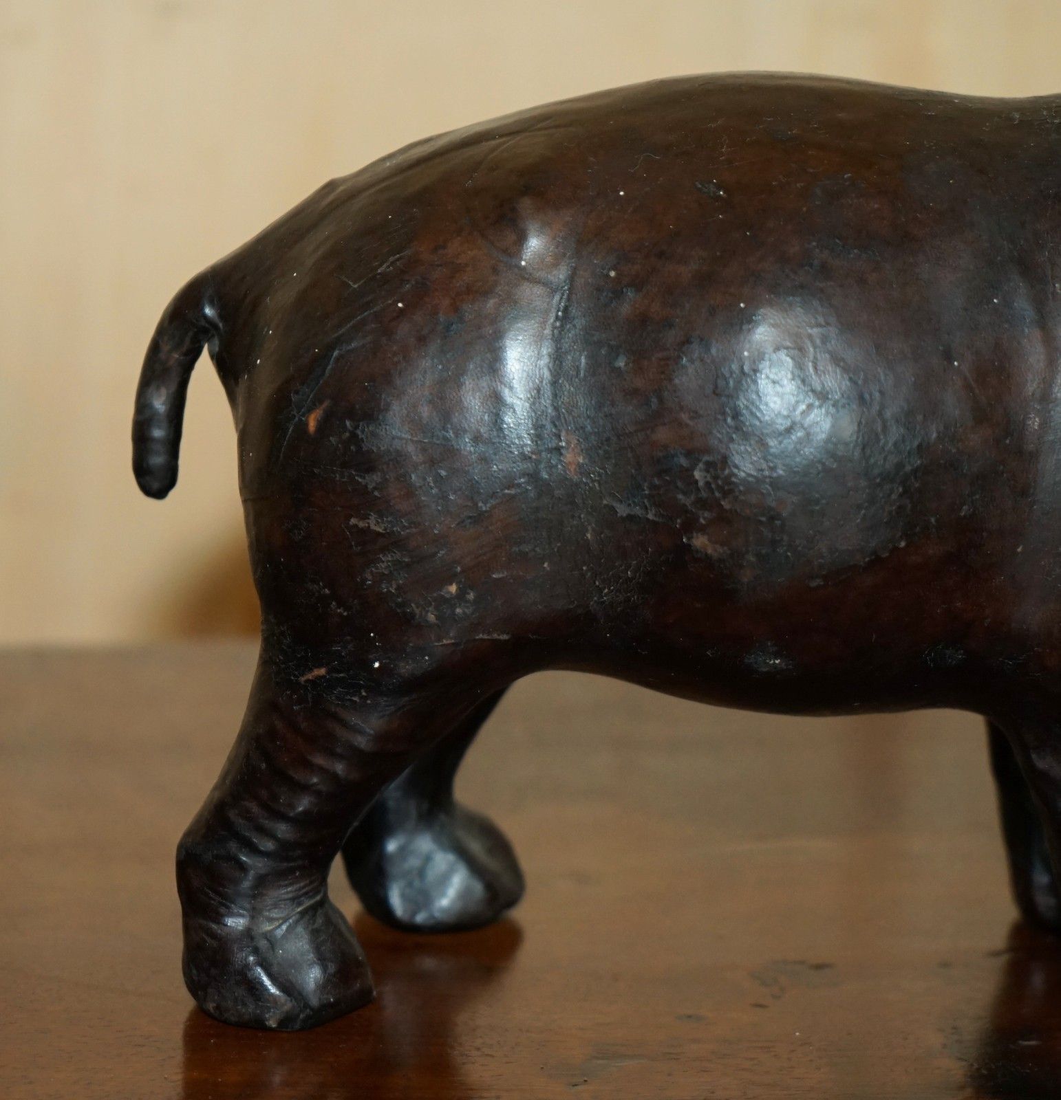 photo vintage Pair Of Liberty's Omersa Mother & Calf Leather Hippopotamus Footstool Hippo's