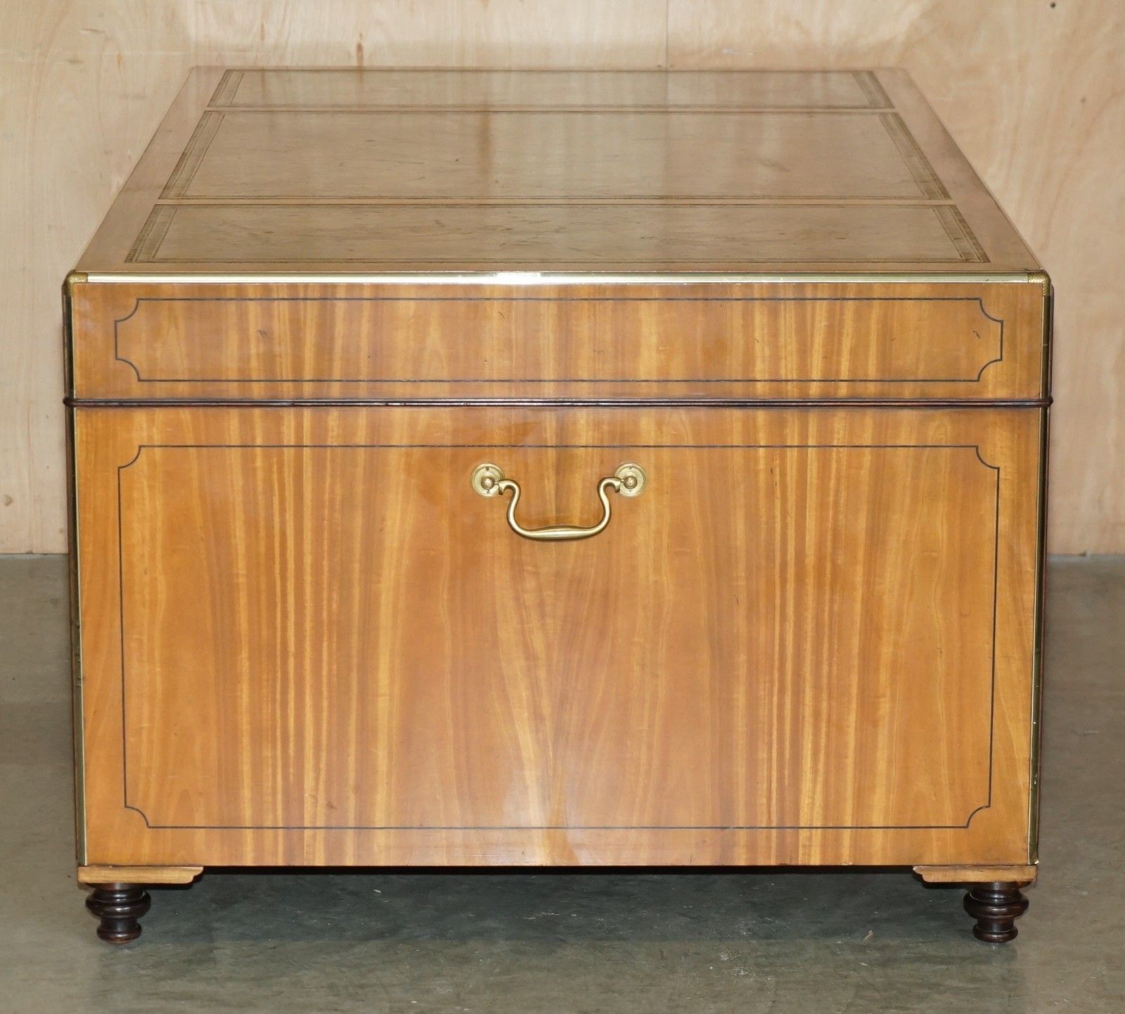 photo for sale Exquisite Extra Large Double Sided Military Campaign Twin Pedestal Partner Desk