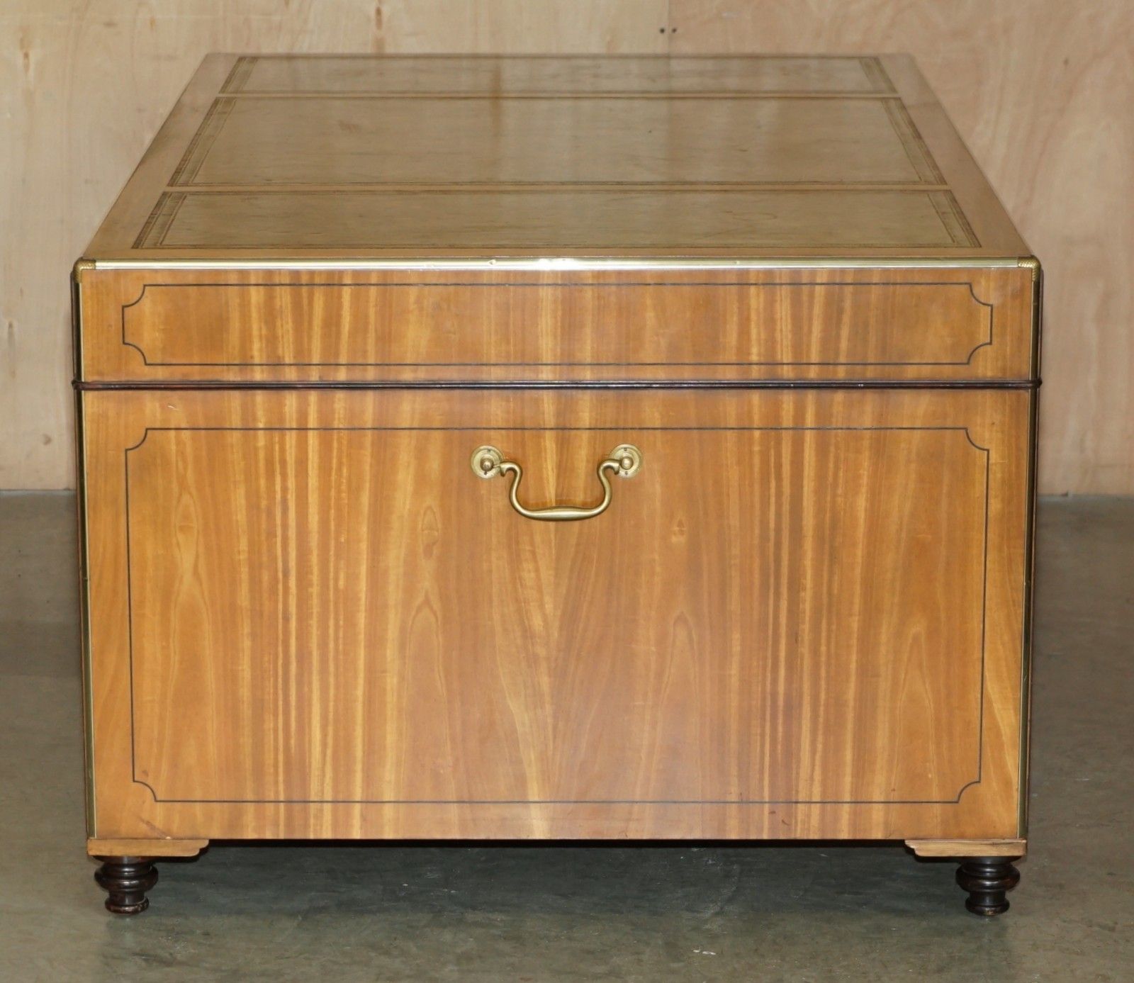 photo buy Exquisite Extra Large Double Sided Military Campaign Twin Pedestal Partner Desk