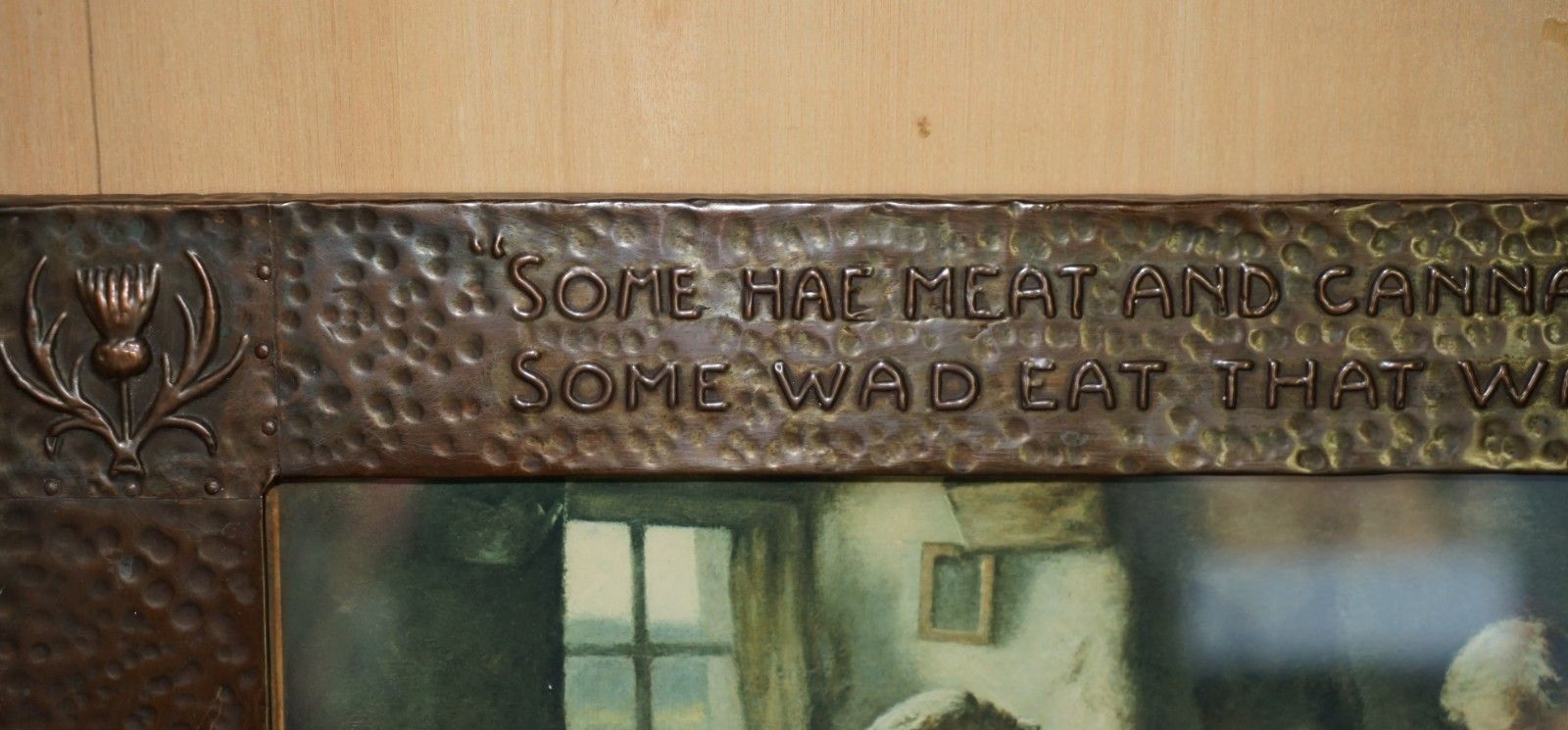 Antique Copper Arts & Crafts Scottish Burns Quote Frame With H.J Dobson Print photo Home Decor