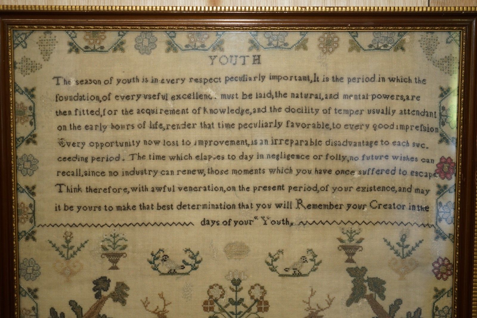 Antique 1831 Original William IV Needlework Sampler Depicting A Verse On Youth photo vintage