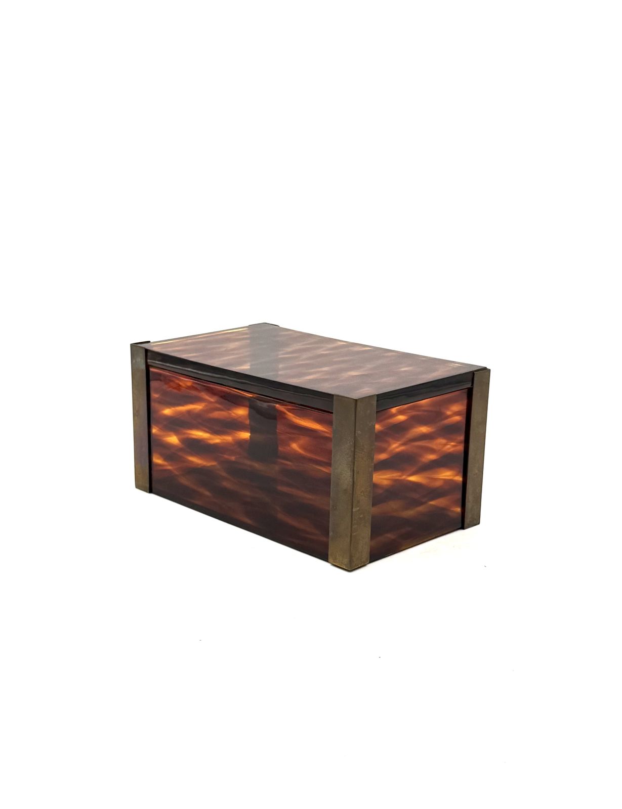 Mid Century Modern Lucite And Brass Jewelry Box, Italy 1970s photo for sale