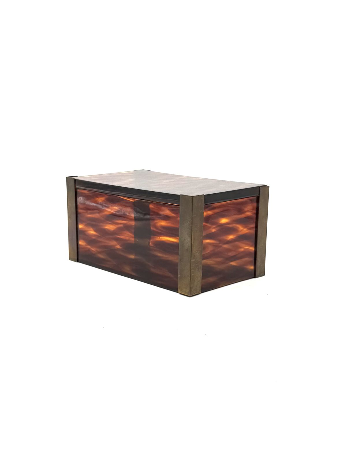 Mid Century Modern Lucite And Brass Jewelry Box, Italy 1970s photo vinterior