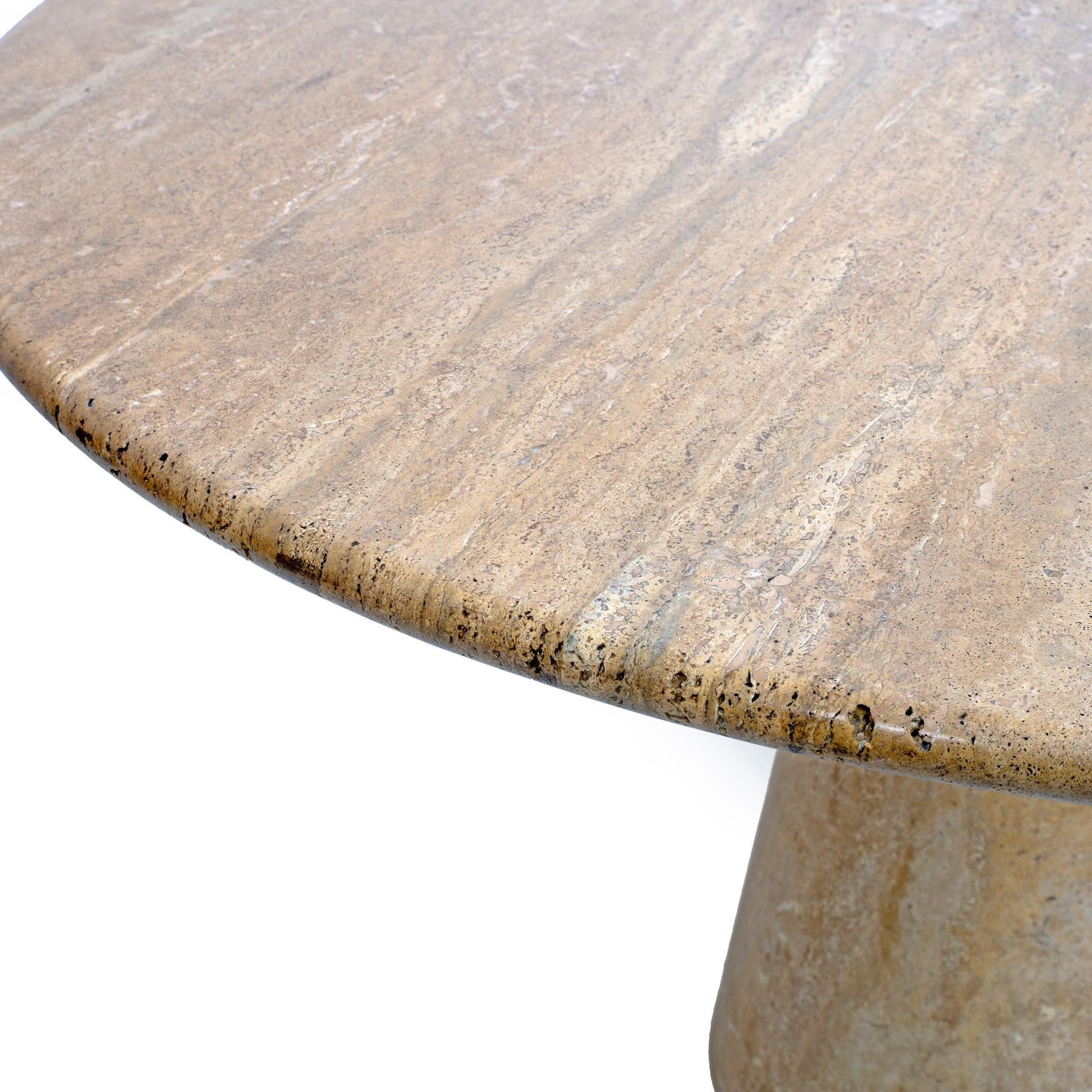 Attributed To Angelo Mangiarotti Travertine Round Dining Table, 70s photo 6607.0