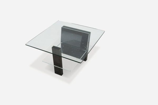 Mid Century Modern Italian Marble And Glass Coffee Table, 1970s photo for sale