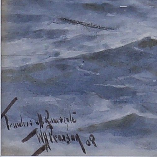 Watercolour By William Henry Pearson. Titled "Trawlers Off Ramsgate" photo for sale
