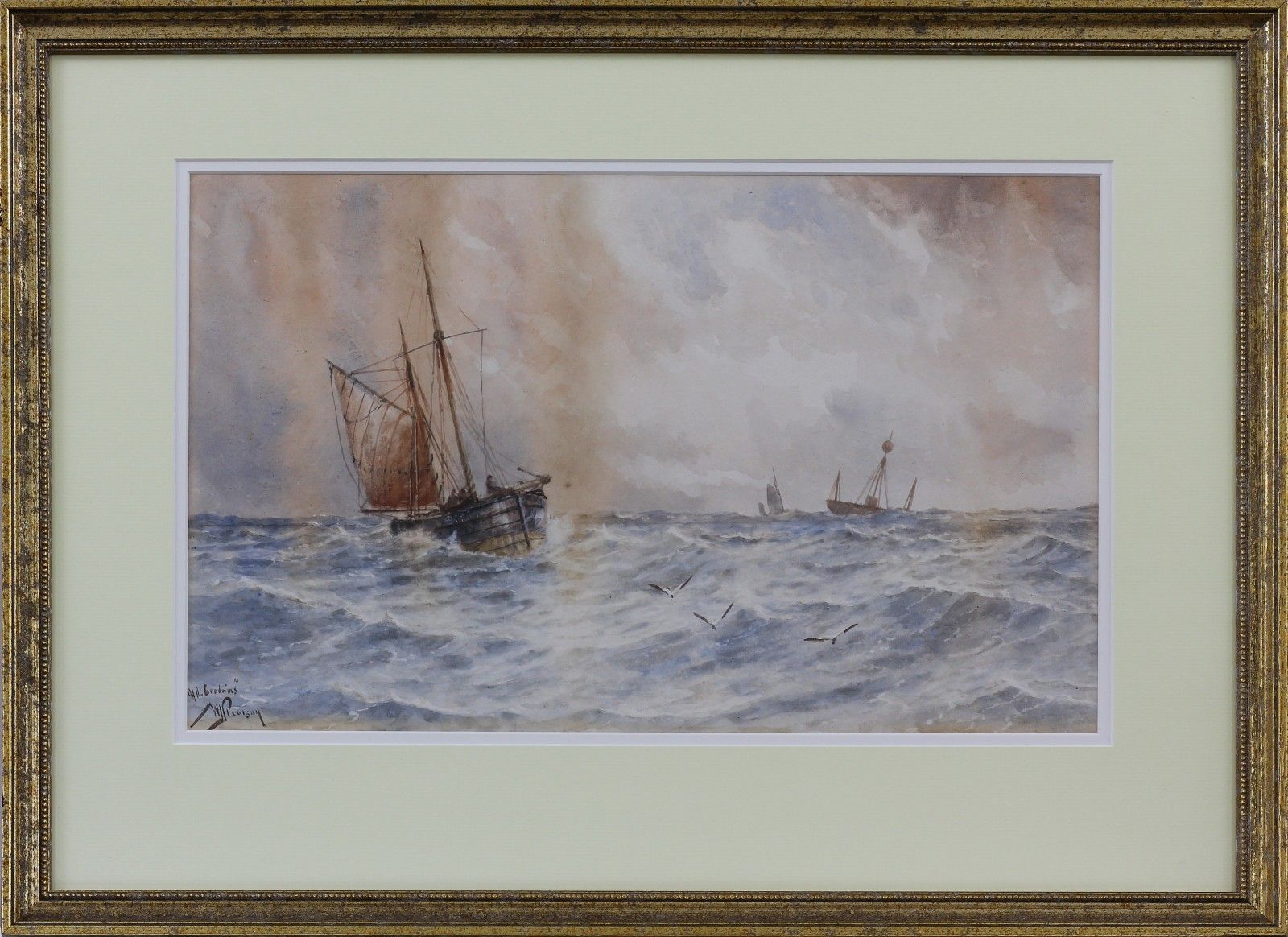 Watercolour By William Henry Pearson. Titled "Off The Goodwins" photo Art
