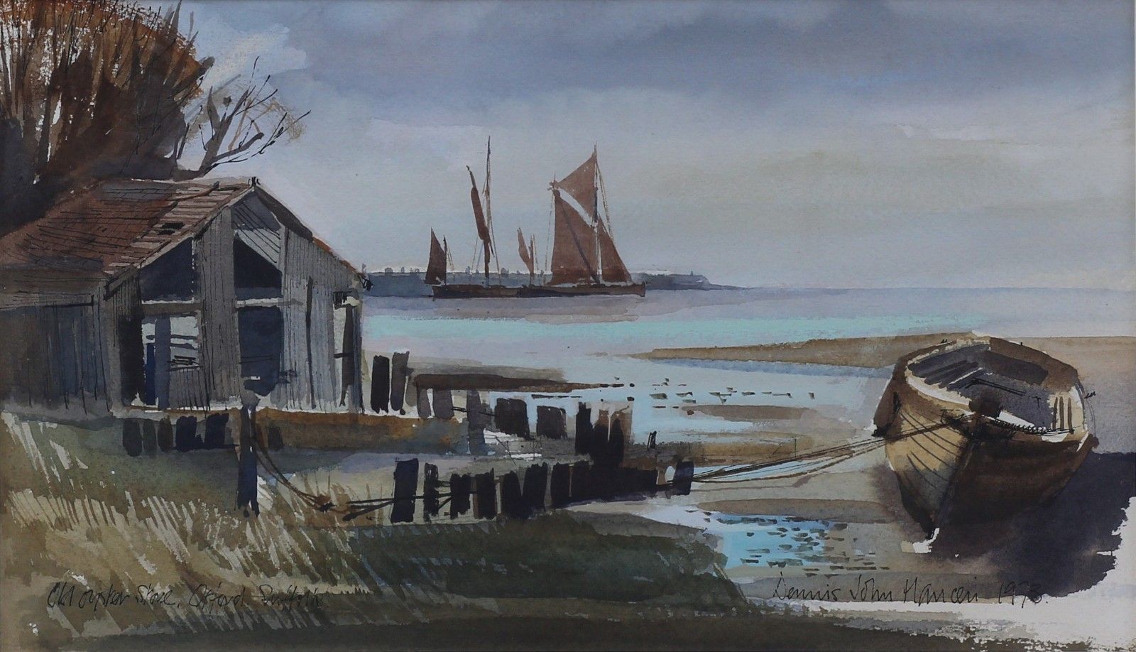 Watercolour By Dennis John Hanceri. Titled "Old Oyster Store, Orford, Suffolk." photo furniture