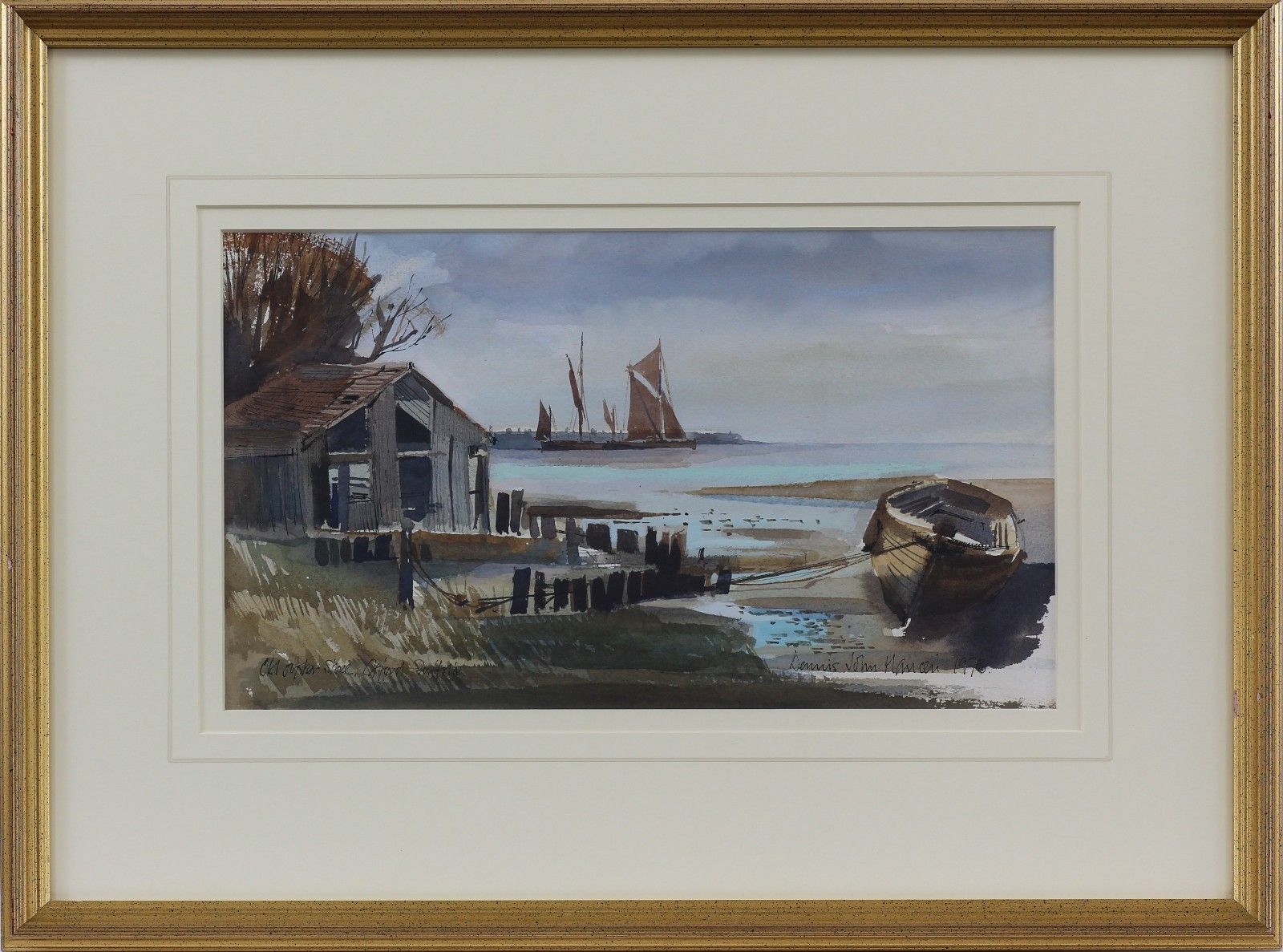 Watercolour By Dennis John Hanceri. Titled "Old Oyster Store, Orford, Suffolk." photo 165.0
