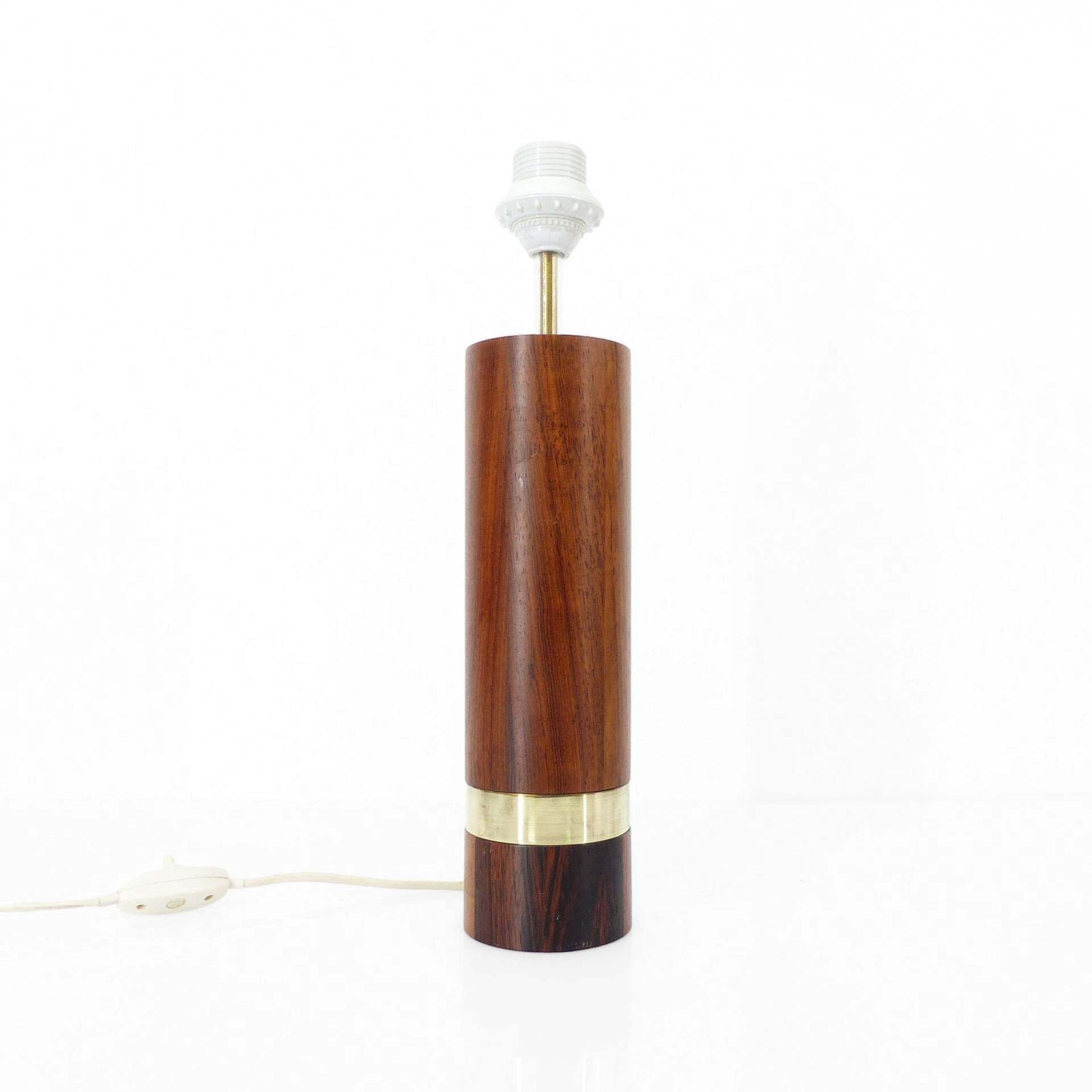 Scandinavian Lamp Base In Exotic Wood And Brass, Circa 1970