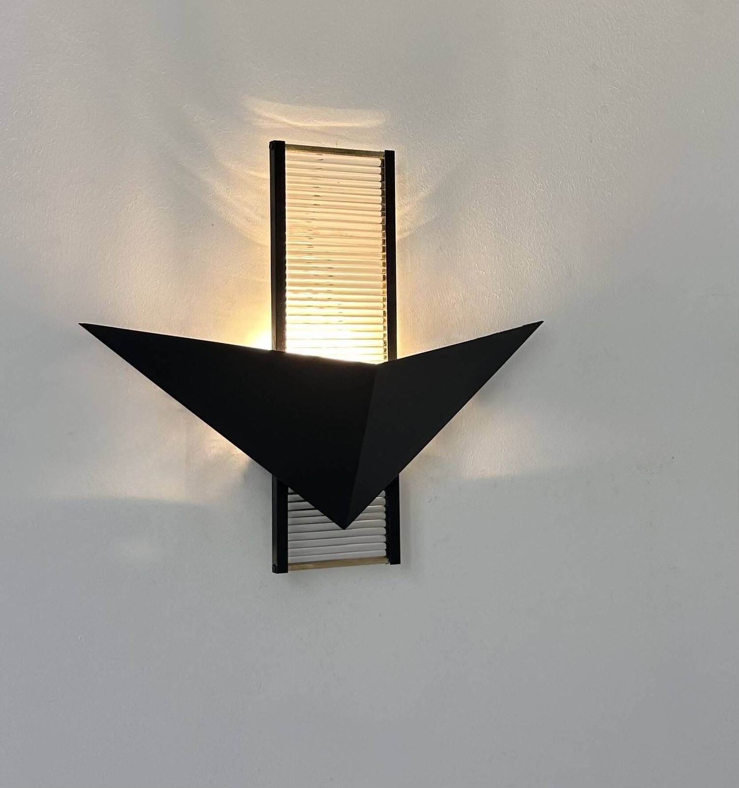 Vintage Postmodernist Wall Lamp, Metal And Glass, France 1980 photo Lighting