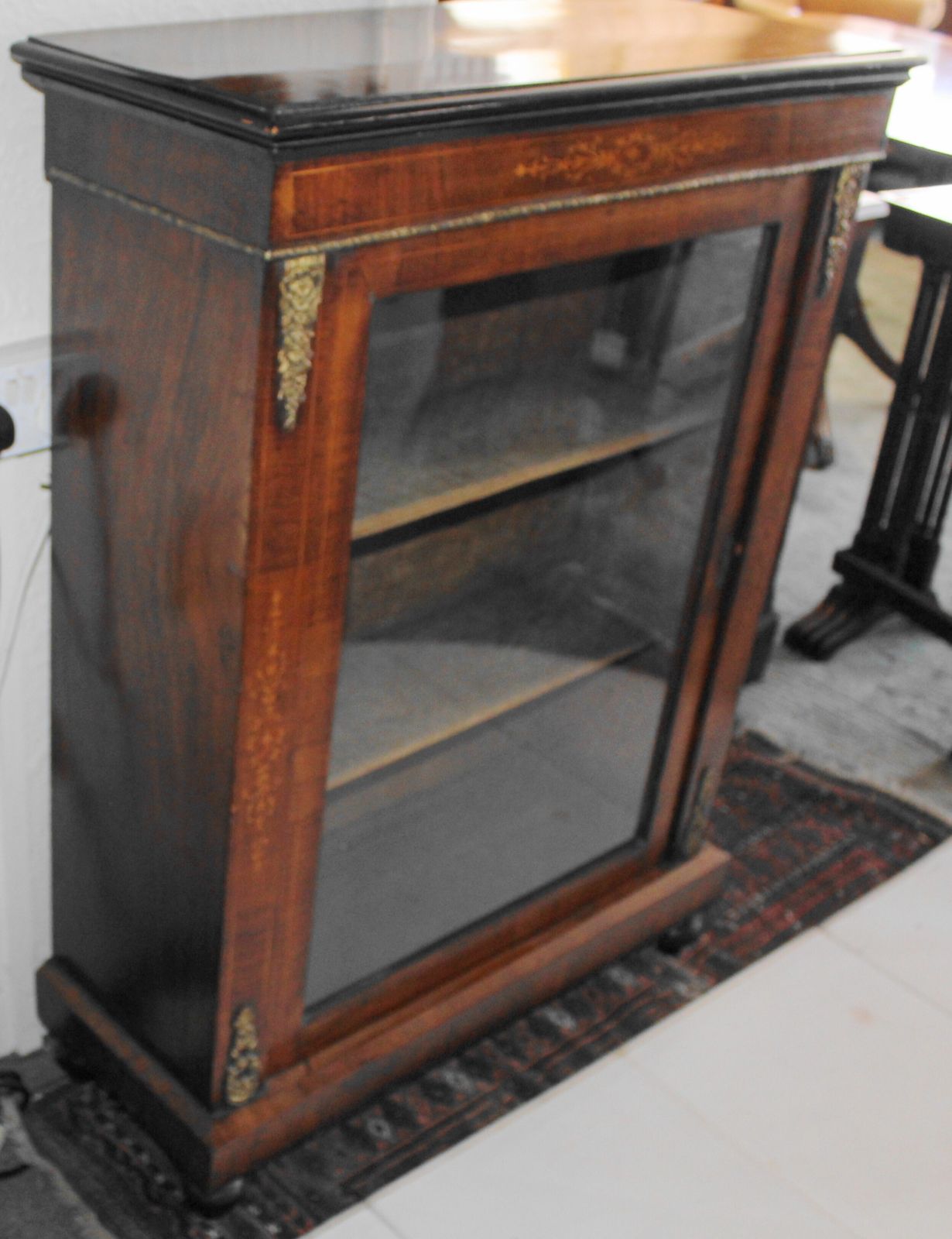 Victorian Walnut And Satinwood Inlaid Glazed Bookcase photo 295.0