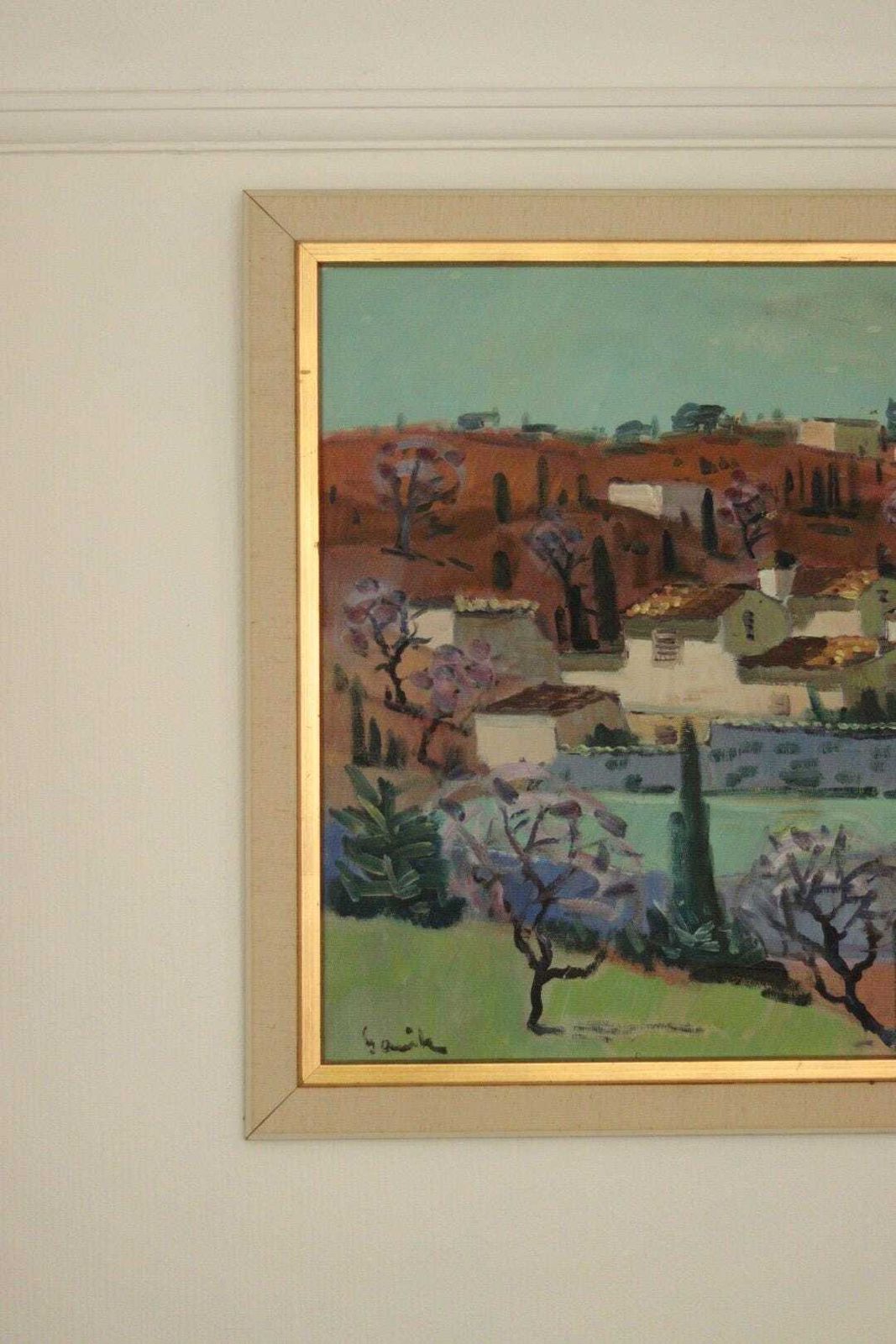 Original Mid Century Swedish Oil On Canvas  “Blooming Almond Tree, Andalusia, Spain” By Tage Gavik – Signed & Framed 80 X 71 Cm(31.5" X 28") photo for sale