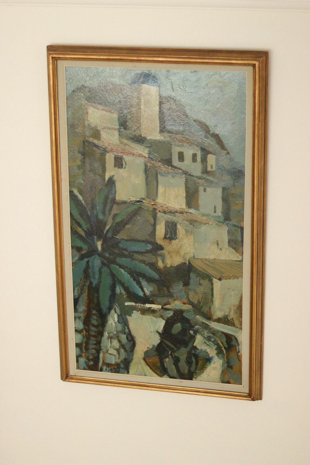 Original Mid Century Swedish Oil On Panel – “Southern Village Motif” By Bertil Wahlberg – Vintage & Framed  106.5 X 64.5 Cm (41.9" X 25.4") photo furniture