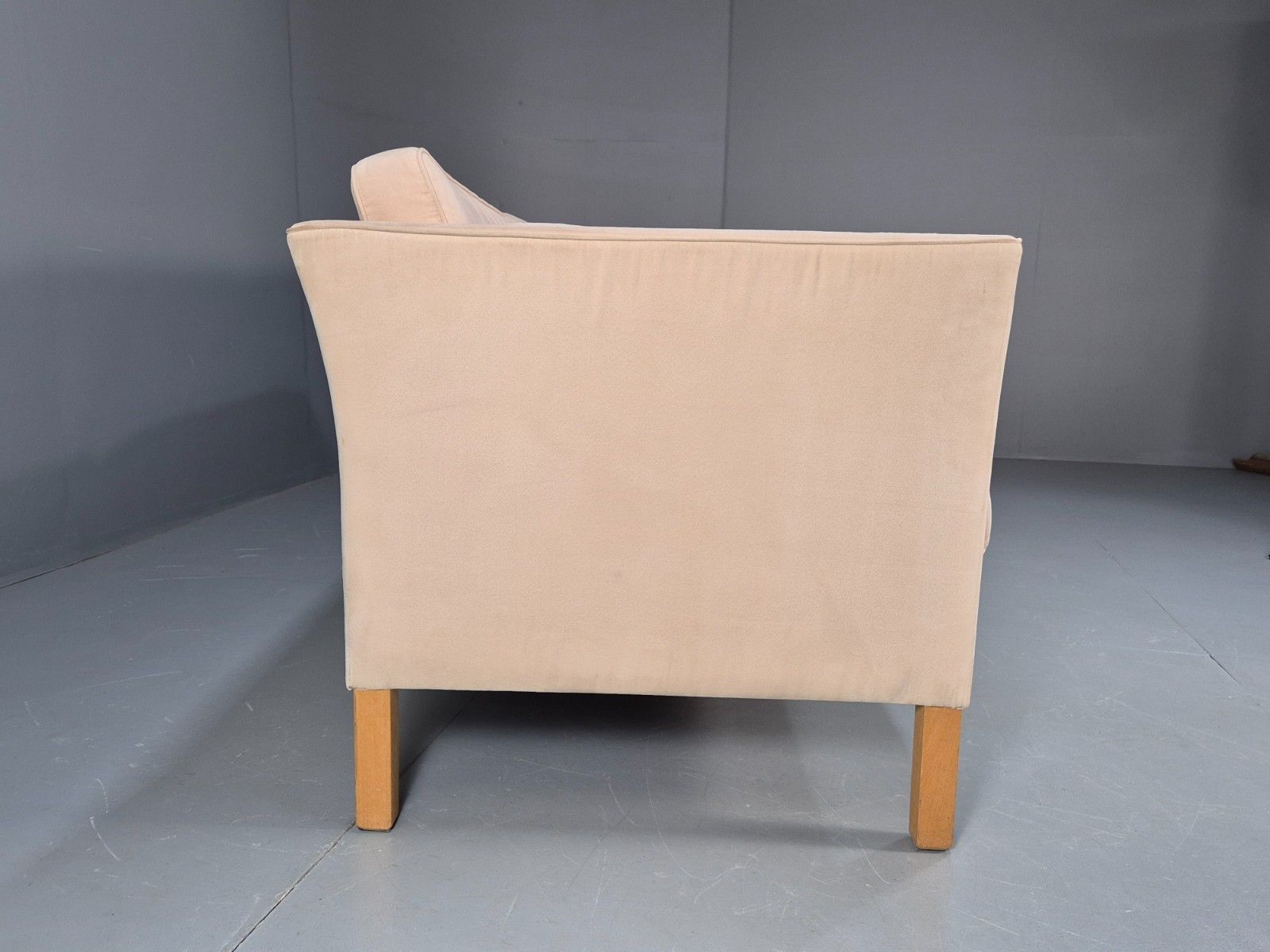 photo buy Vintage 1970s Faux Suede Danish 3 Seat Sofa Beige Retro Mcm Eb10261 M3ss