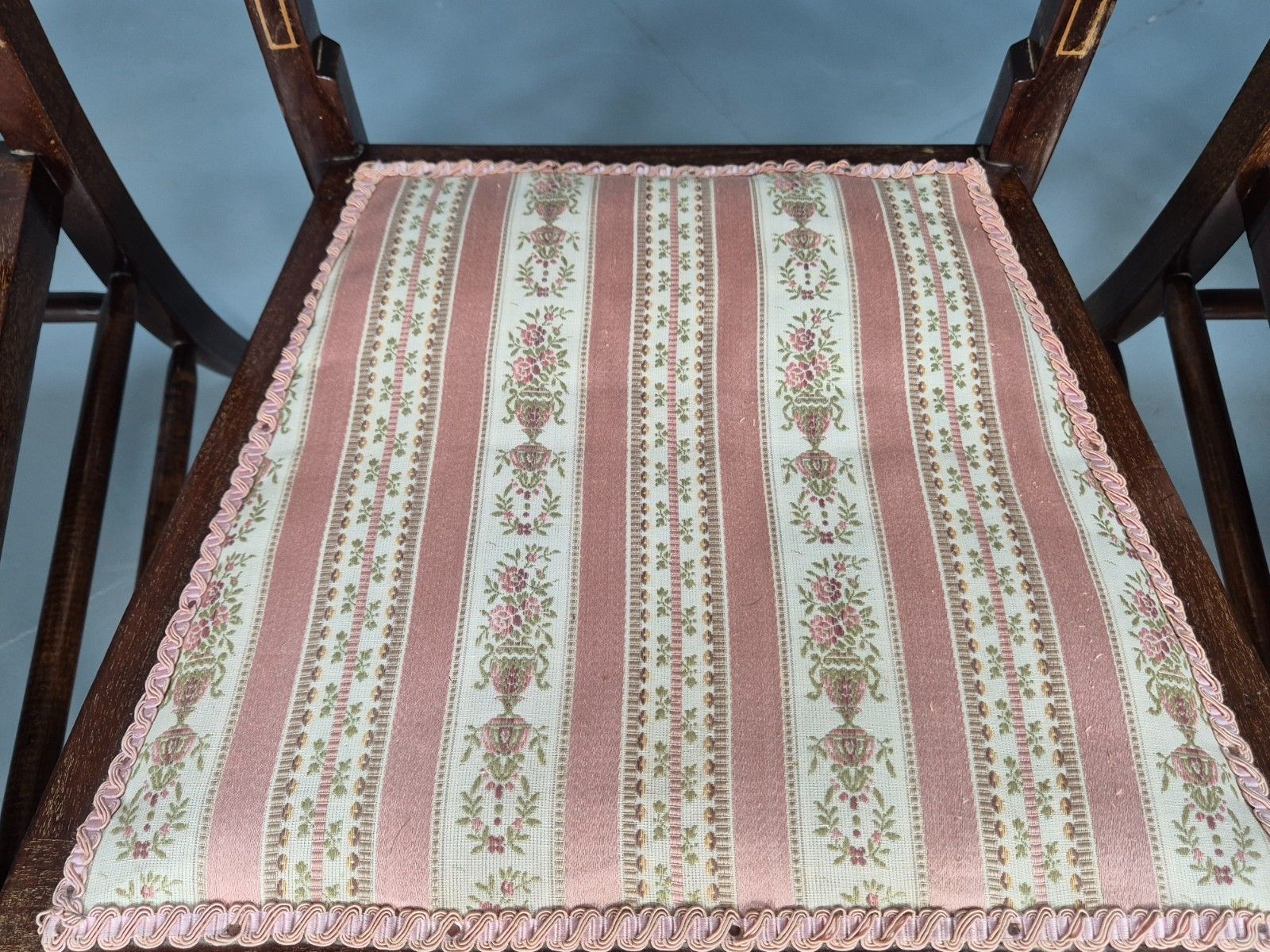 4 Regency Revival Dining Chairs Mahogany Inlay Decoration 20th Cent Eb10224 Vdin photo buy