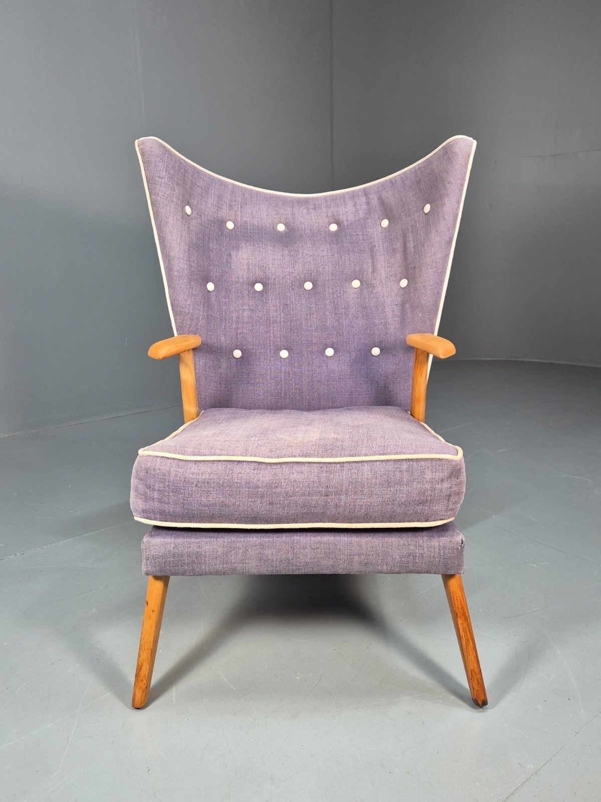 Vintage Parker Knoll Lounge Chair Wingback Retro Purple 1950s Mcm Eb10194 Mnor photo furniture