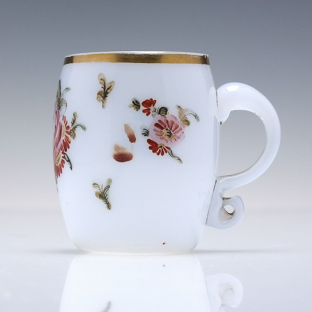 Rare Miniature Enamelled Milk Glass Tankard C1820