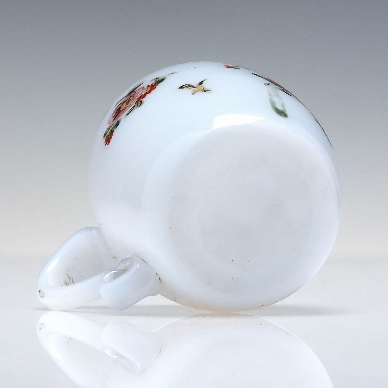 Rare Miniature Enamelled Milk Glass Tankard C1820 photo vinterior
