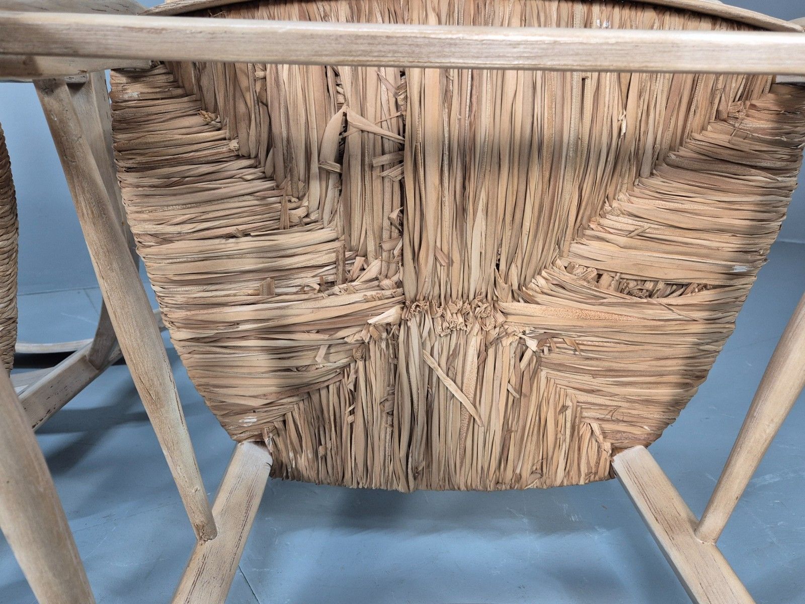 Furniture 3 Vintage Rush Seated Country Elbow Chairs Modern Antique Style Eb10183 Vdin photo