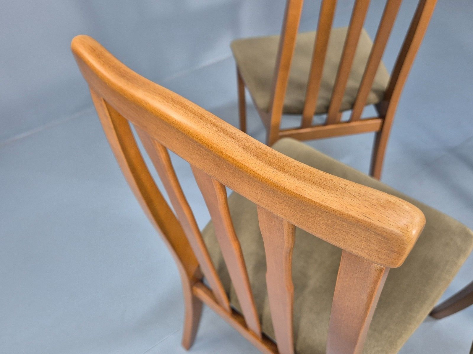 photo vinterior Eb10162 4 Jentique 1970s Dining Chairs Beech Green Dralon Retro Mdin