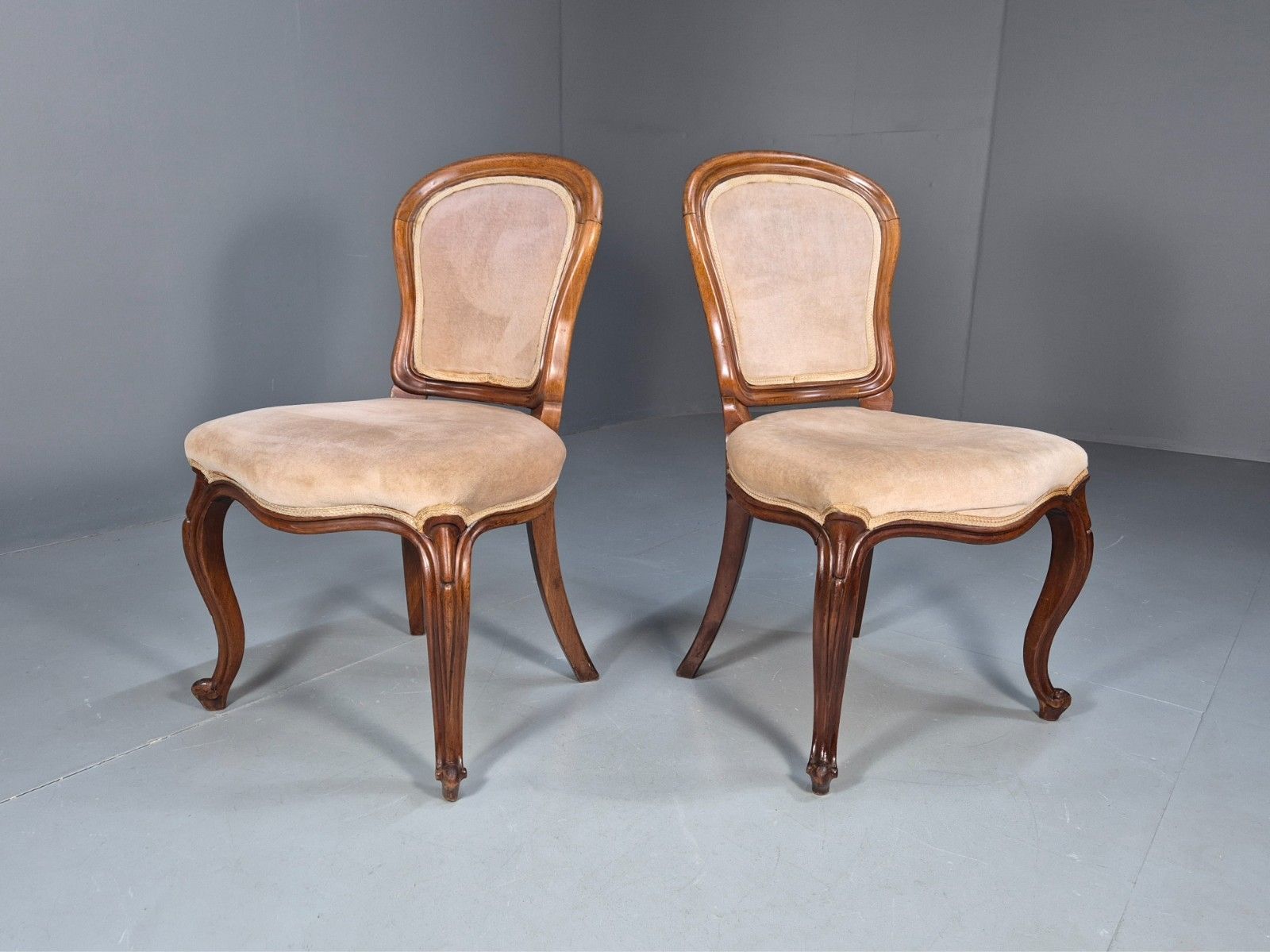 2 Antique Louis XV Style French Country Chairs Balloon Back  Eb10048 Vdin