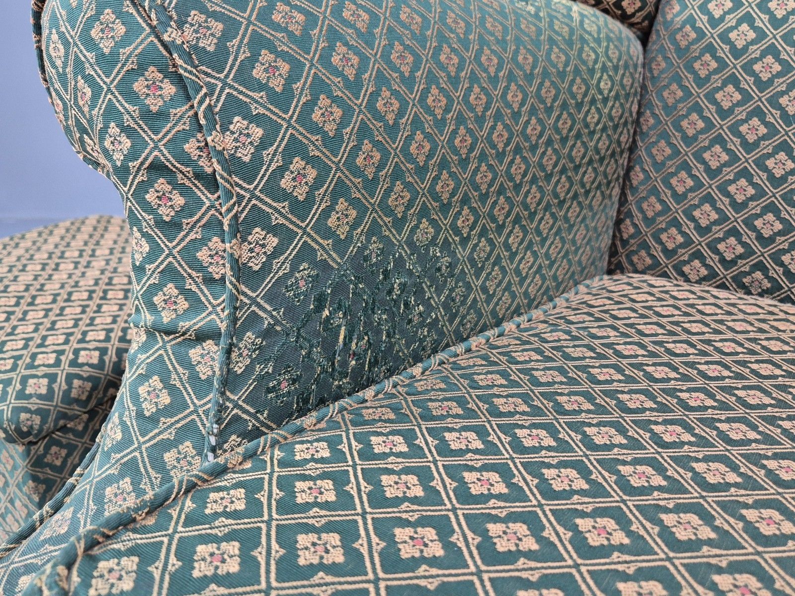 Vintage Parker Knoll Style Wingback With Footstool 1970s Green Eb9988 Vclo photo 225.0