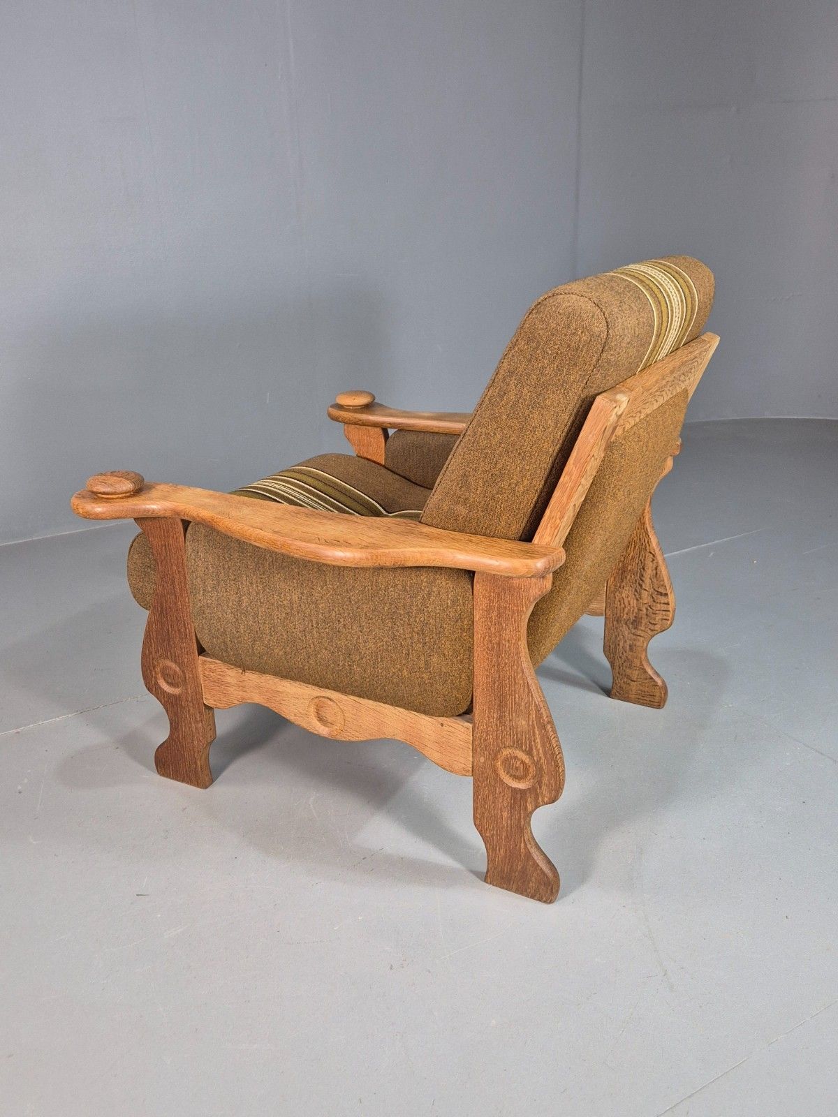photo vintage Vintage Henning Kjaernulf Stye Oak Lounge Chair Green Wool 1970s Eb8035 Mnor