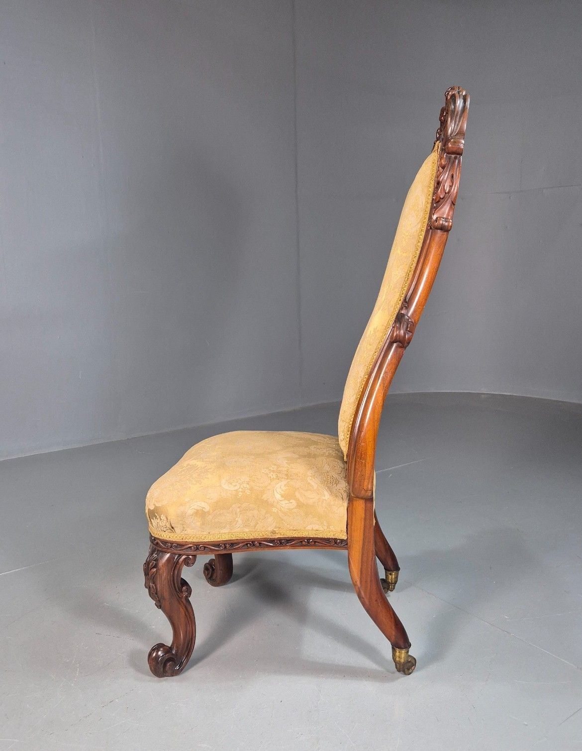 Vintage Antique Nursing Chair  Gold Brocade Mahogany Victorian  Eb7970 Vcar photo buy