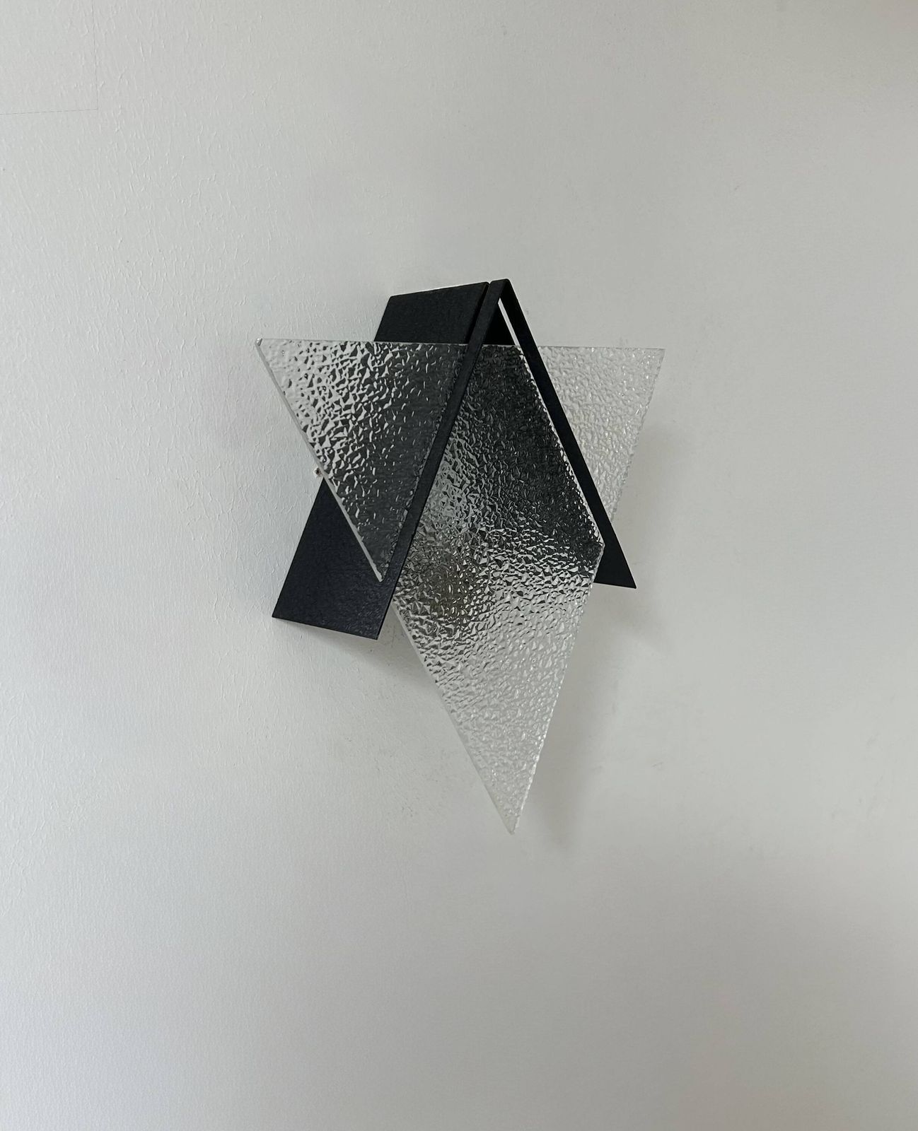 Lighting Vintage Geometric Wall Lamp, Black Metal And Glass, France 1950 photo