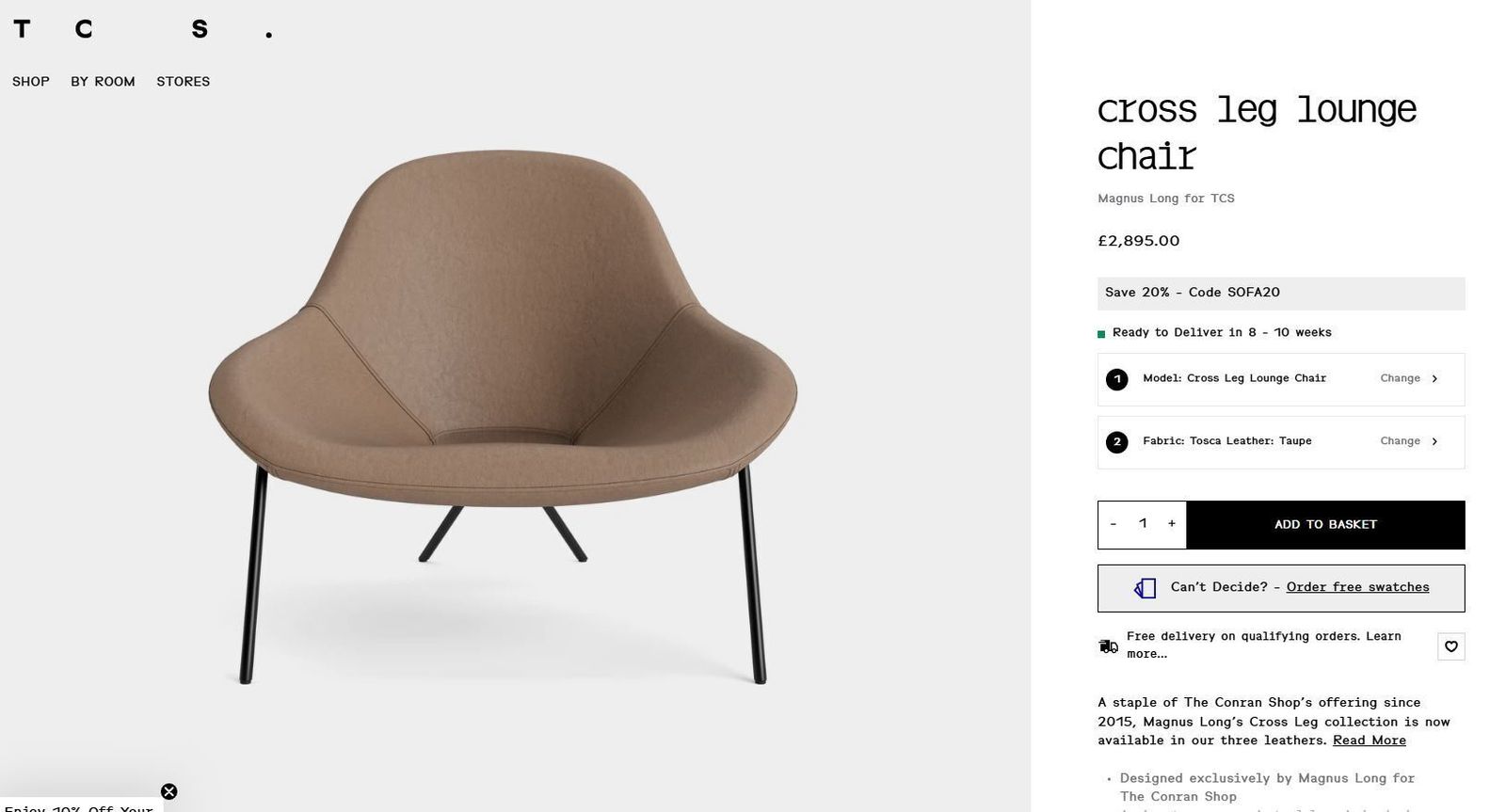 The Conran Shop Cross Leg Lounge Chair Taupe photo for sale