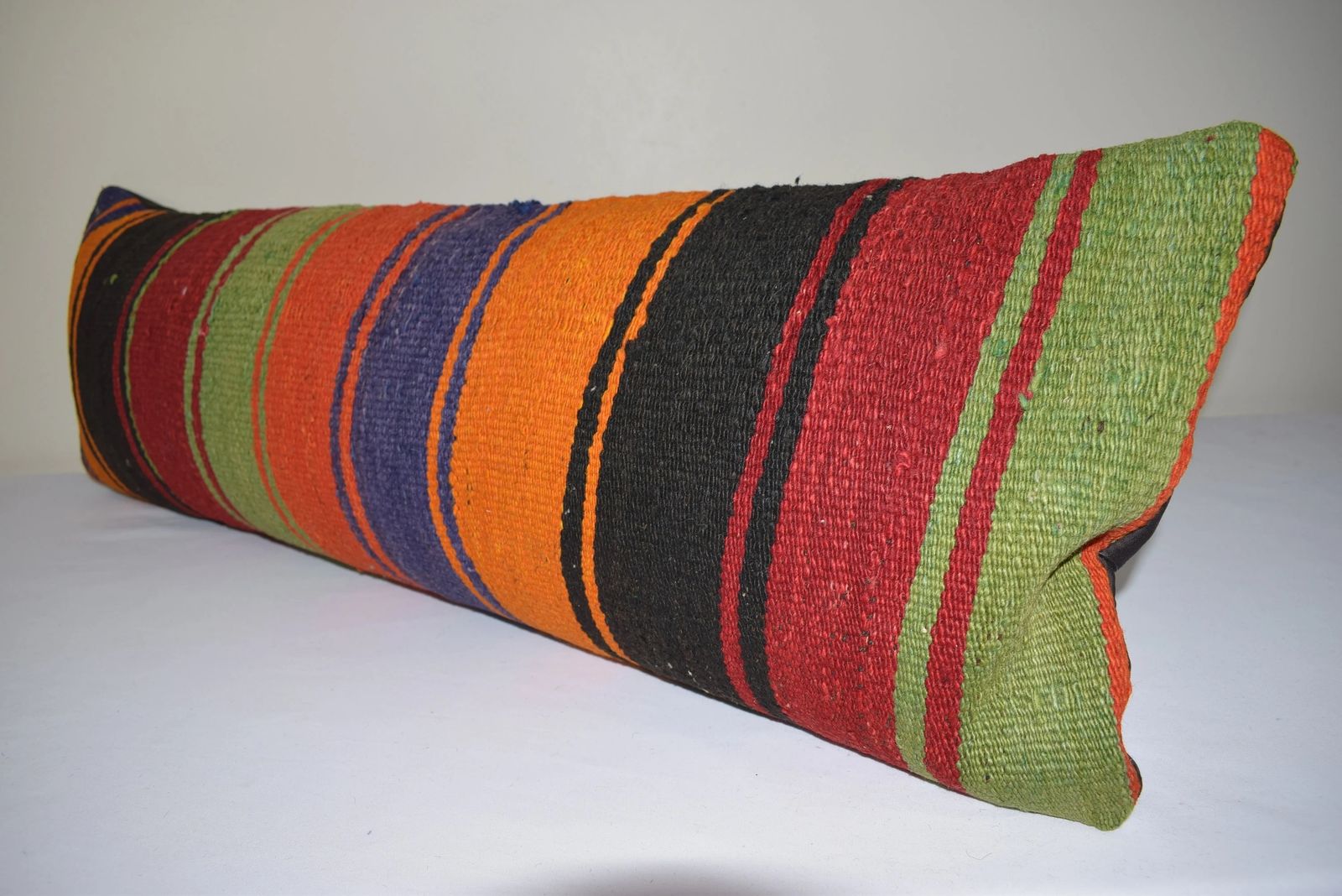 Bohemian Bedding Wool Kilim Pillow Cover Handmade Hippie Bed Pillow, Anatolian King Pillow, Turkish Kilim Pillow Cover photo furniture