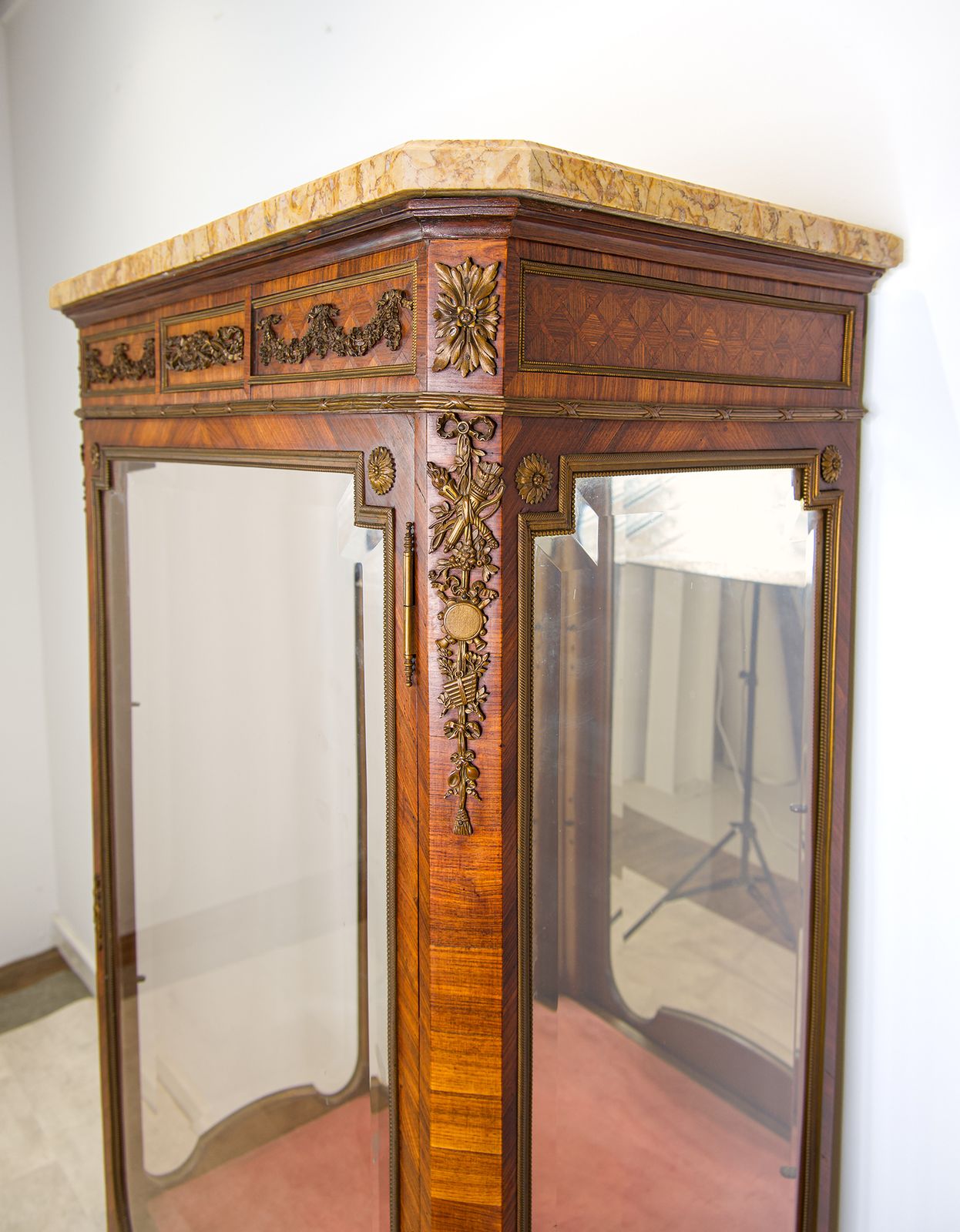 Antique French Marble Top Kingwood & Gilt Bronze Cabinet photo Furniture