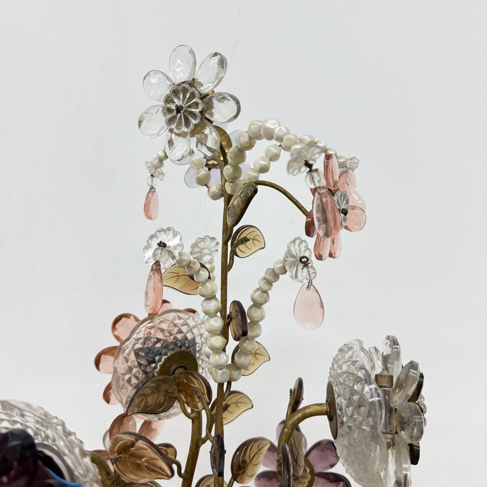 Maison Bagues Tafellamp Met Kristallen Bloemen, Ca. Jaren 1950 photo vinterior