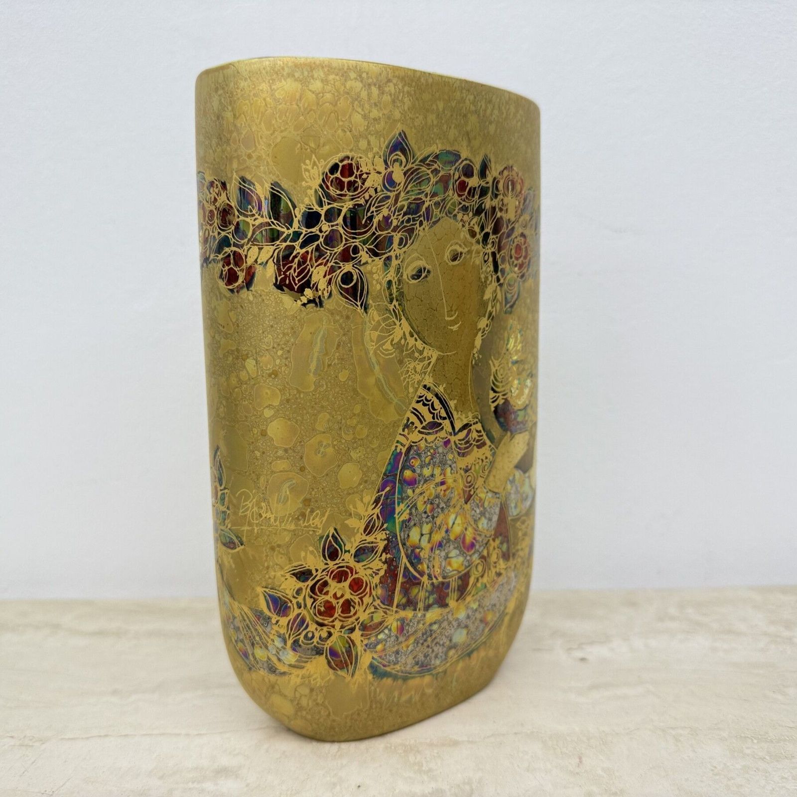 photo vintage Rare Bjørn Wiinblad For Rosenthal Vase Gold Decor , 1970’s