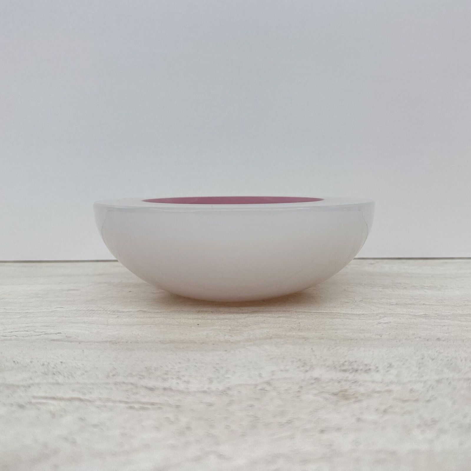 Seguso Sommerso Murano Pink & White Alabastro Art Glass Geode Bowl, 1950 photo Home Decor