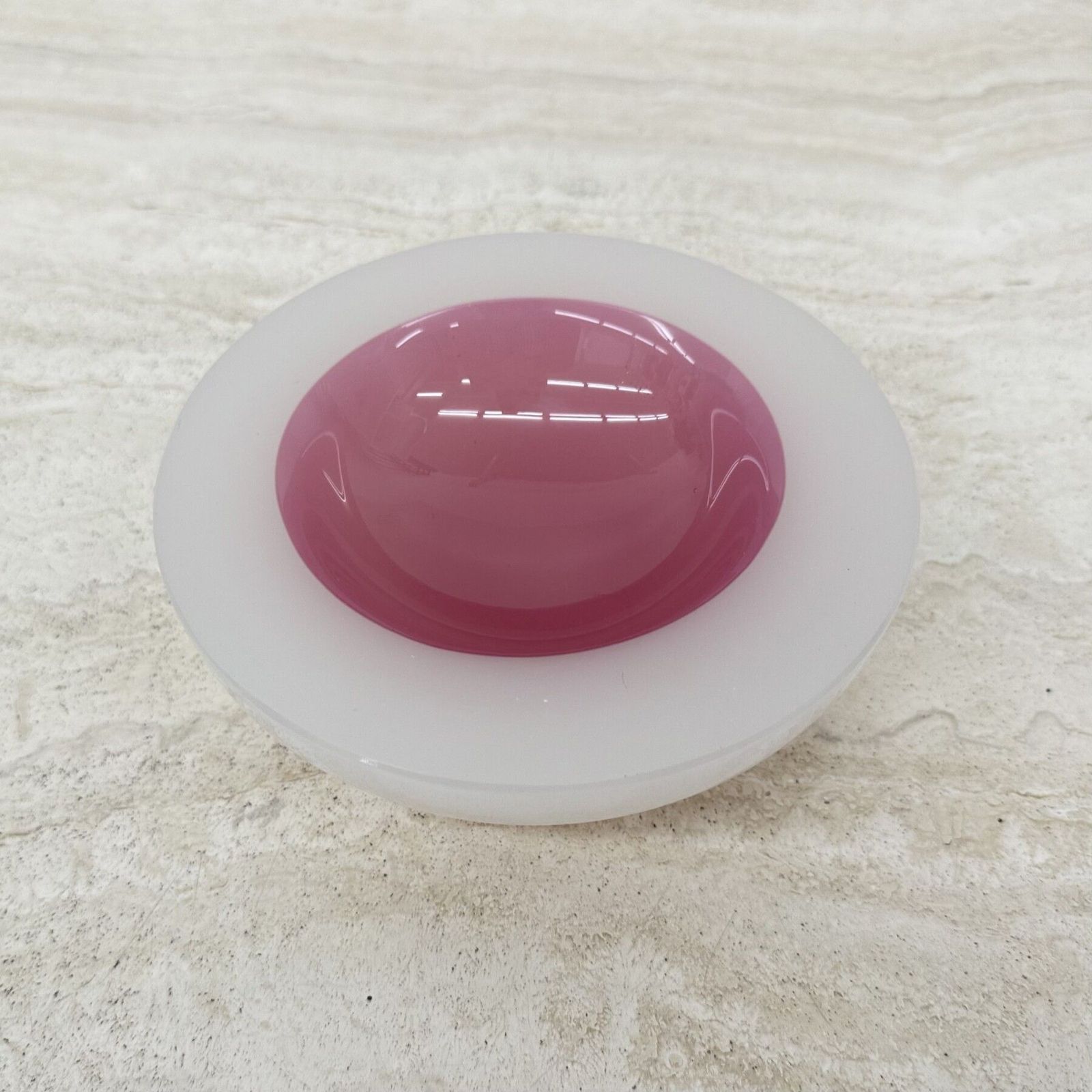 Woonaccessoires Seguso Sommerso Murano Roze & Wit Alabastro Kunstglas Geode Schaal, 1950 photo