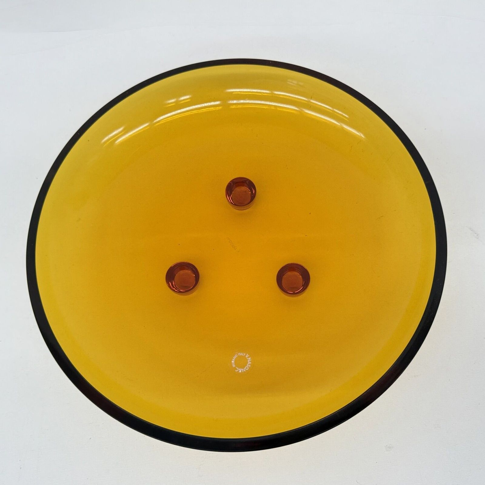 V. Nason & C. Italy Murano Centerpiece Glass Bowl In Amber , 1970s photo Home Decor