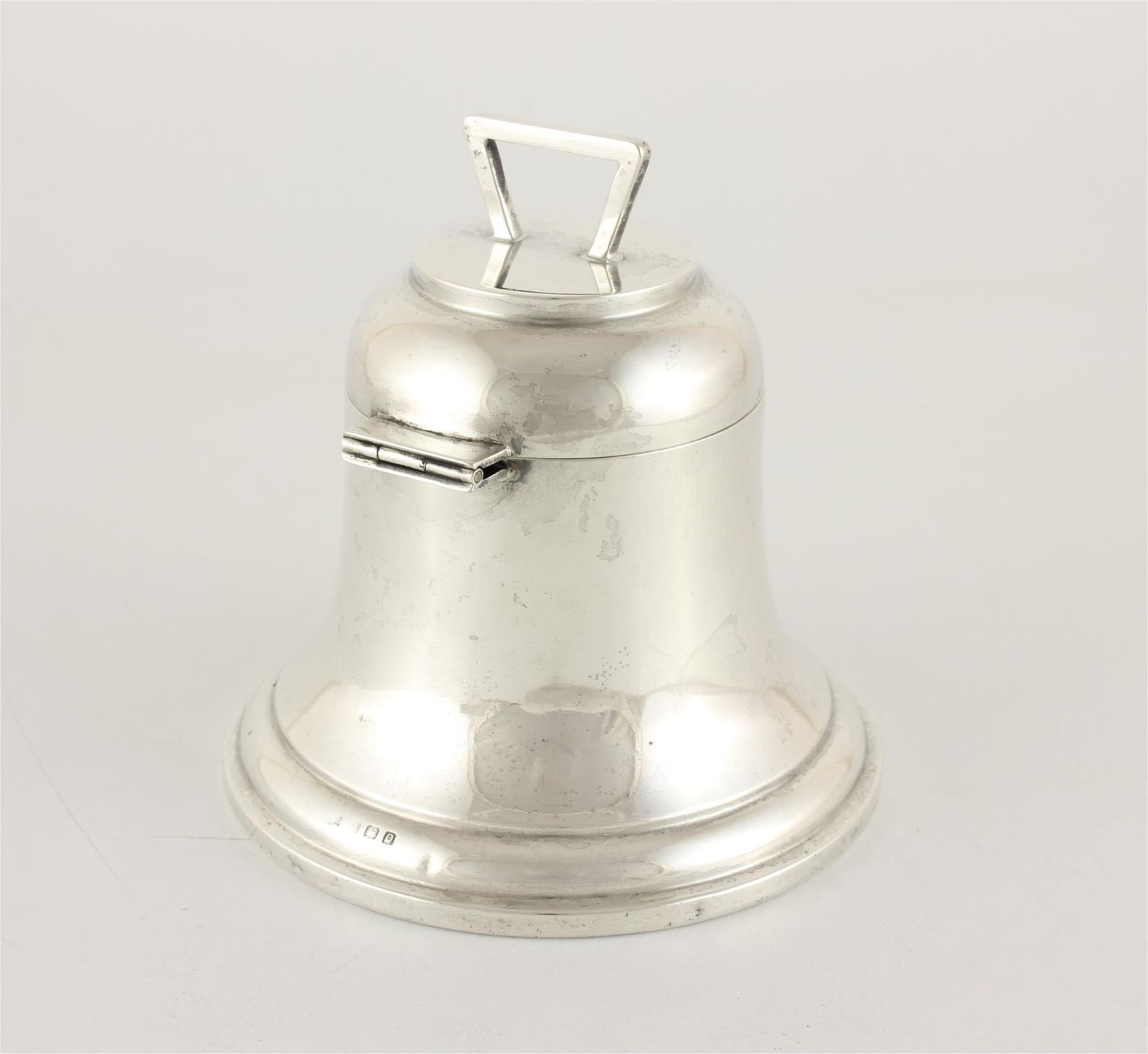 Large Antique Silver Bell Inkwell. Ships Bell Ink Pot Stand. 1913. photo Home Decor