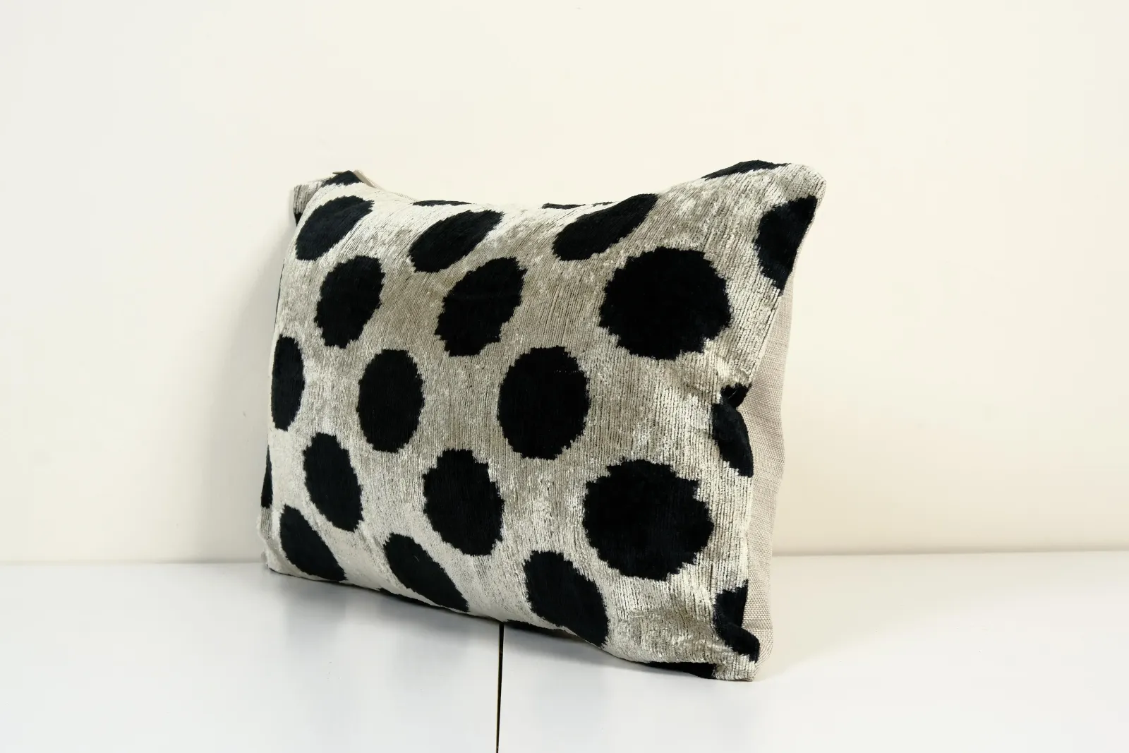 Black Ikat Velvet Pillow Cover 16" X 24" photo furniture