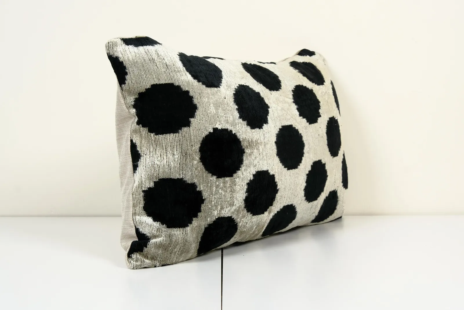 Black Ikat Velvet Pillow Cover 16" X 24" photo for sale