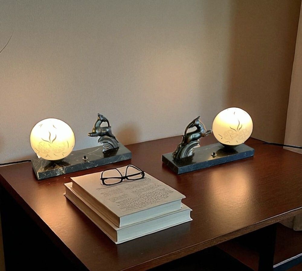 Pair Of French Art Deco Mood Lamps photo furniture