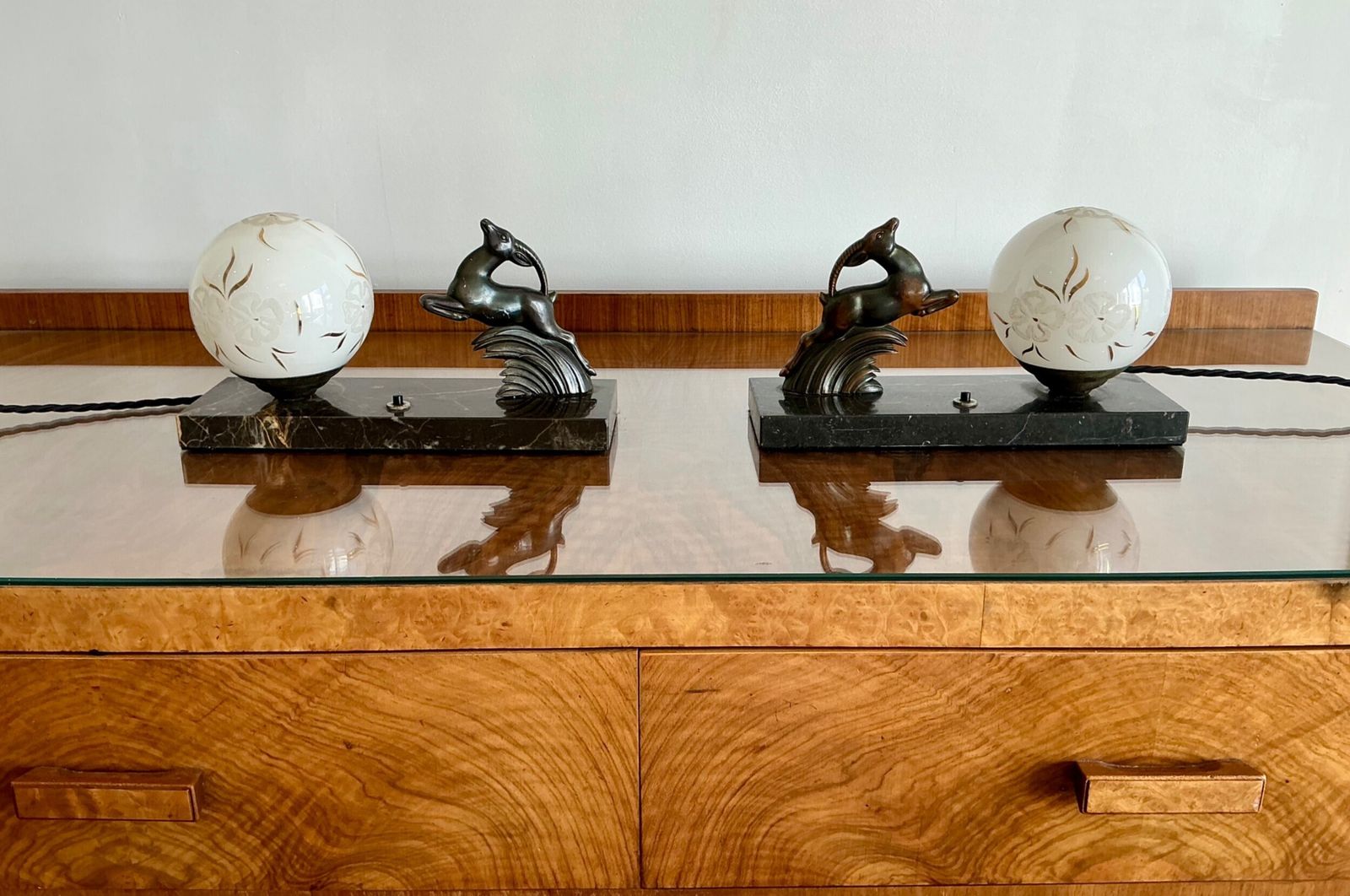 Pair Of French Art Deco Mood Lamps photo vinterior